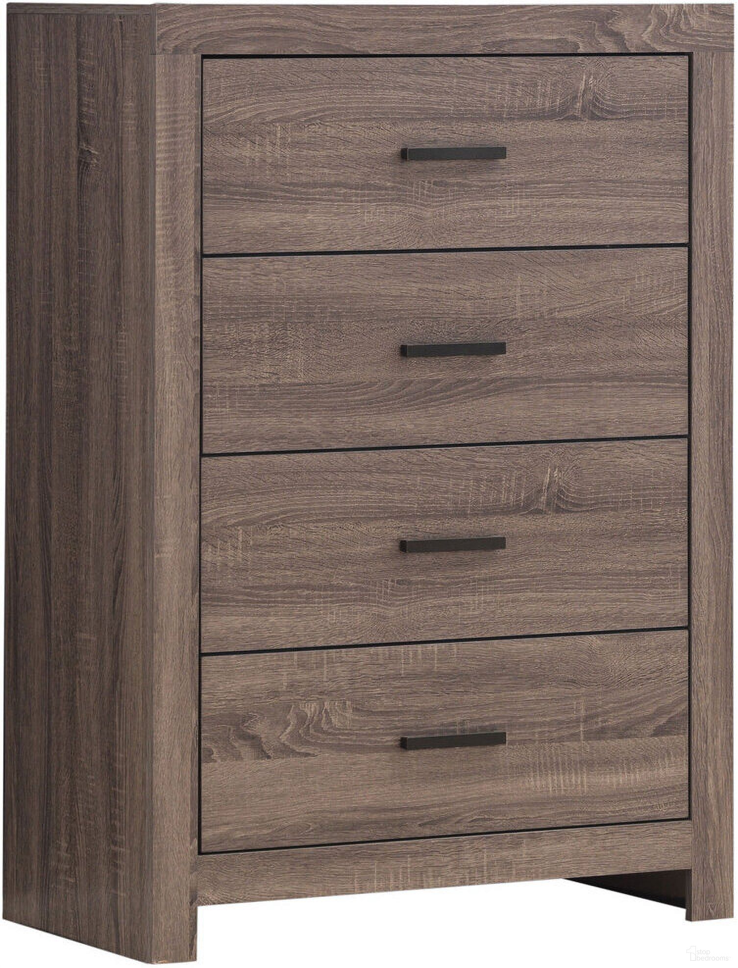 The appearance of Brantford 4-drawer Chest Barrel Oak designed by Coaster in the country / farmhouse interior design. This barrel oak piece of furniture was selected by 1StopBedrooms from Brantford Collection to add a touch of cosiness and style into your home. Sku: 207045. Material: Wood.