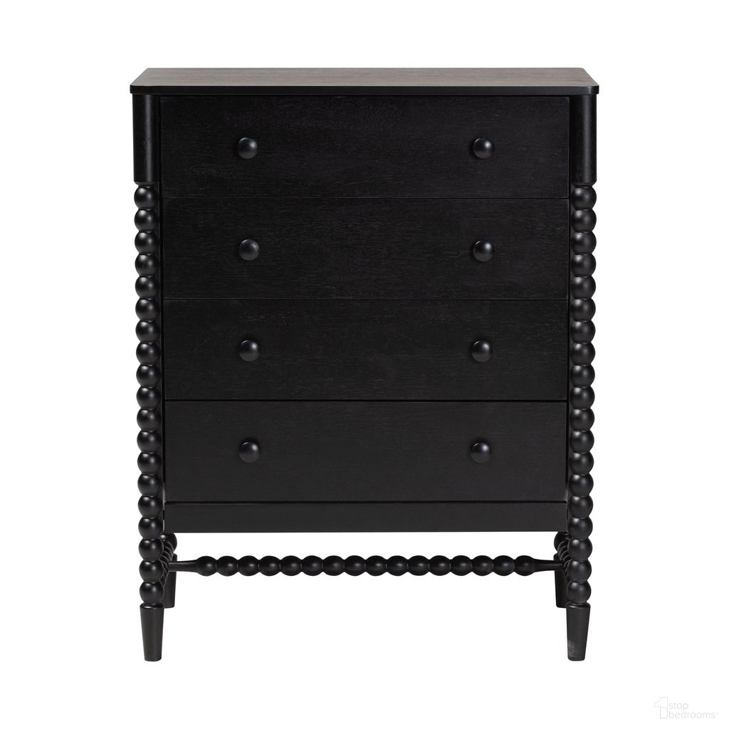 Brantley 4 Drawer Spindle Chest In Black
