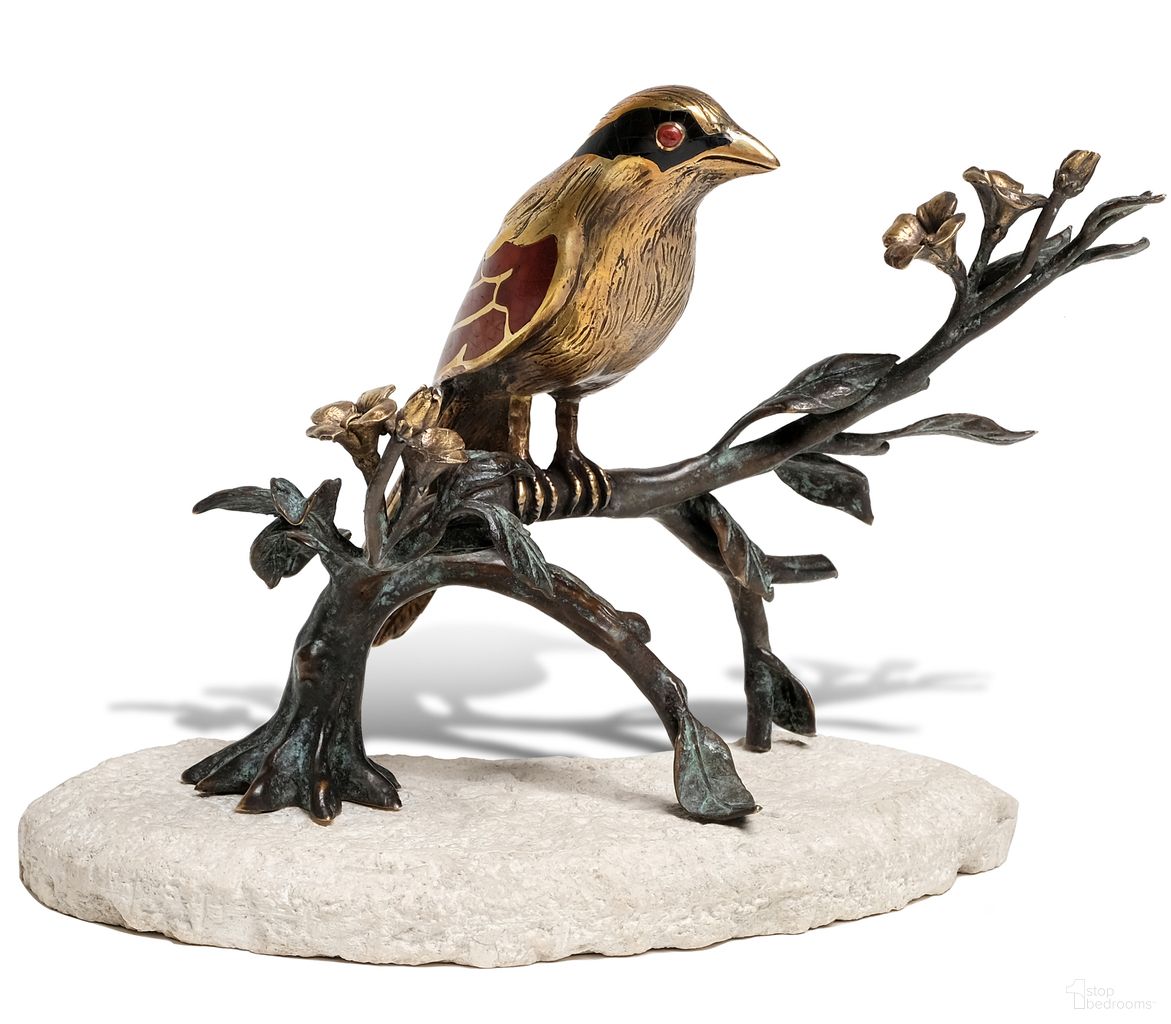 Brass Magpie Sculpture In Brass and Off White