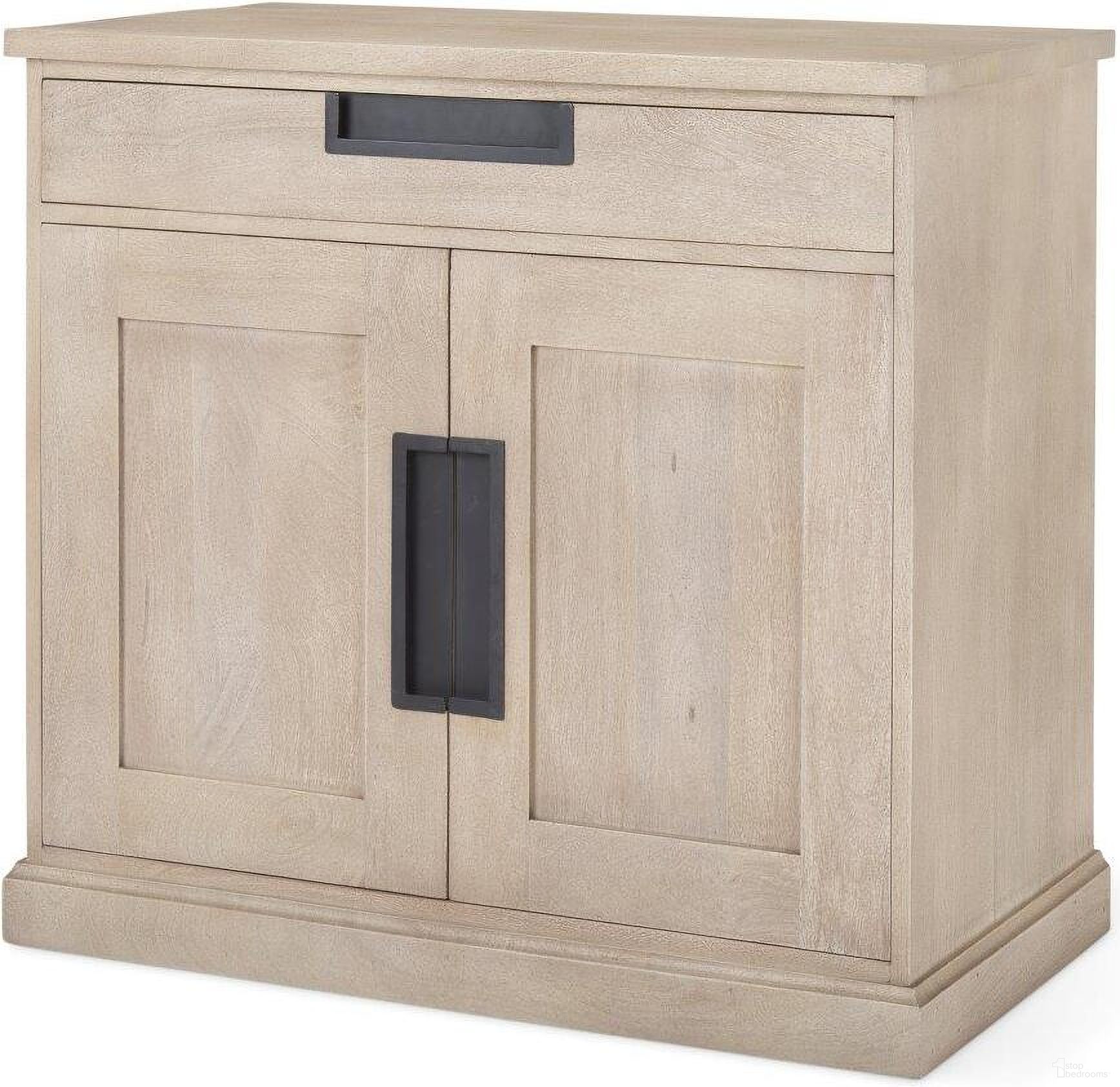 The appearance of Braxton Beige Wood With Black Accents 2 Door Accent Cabinet designed by Mercana in the country / farmhouse interior design. This black and brown piece of furniture  was selected by 1StopBedrooms from Braxton Collection to add a touch of cosiness and style into your home. Sku: 69931. Material: Wood.