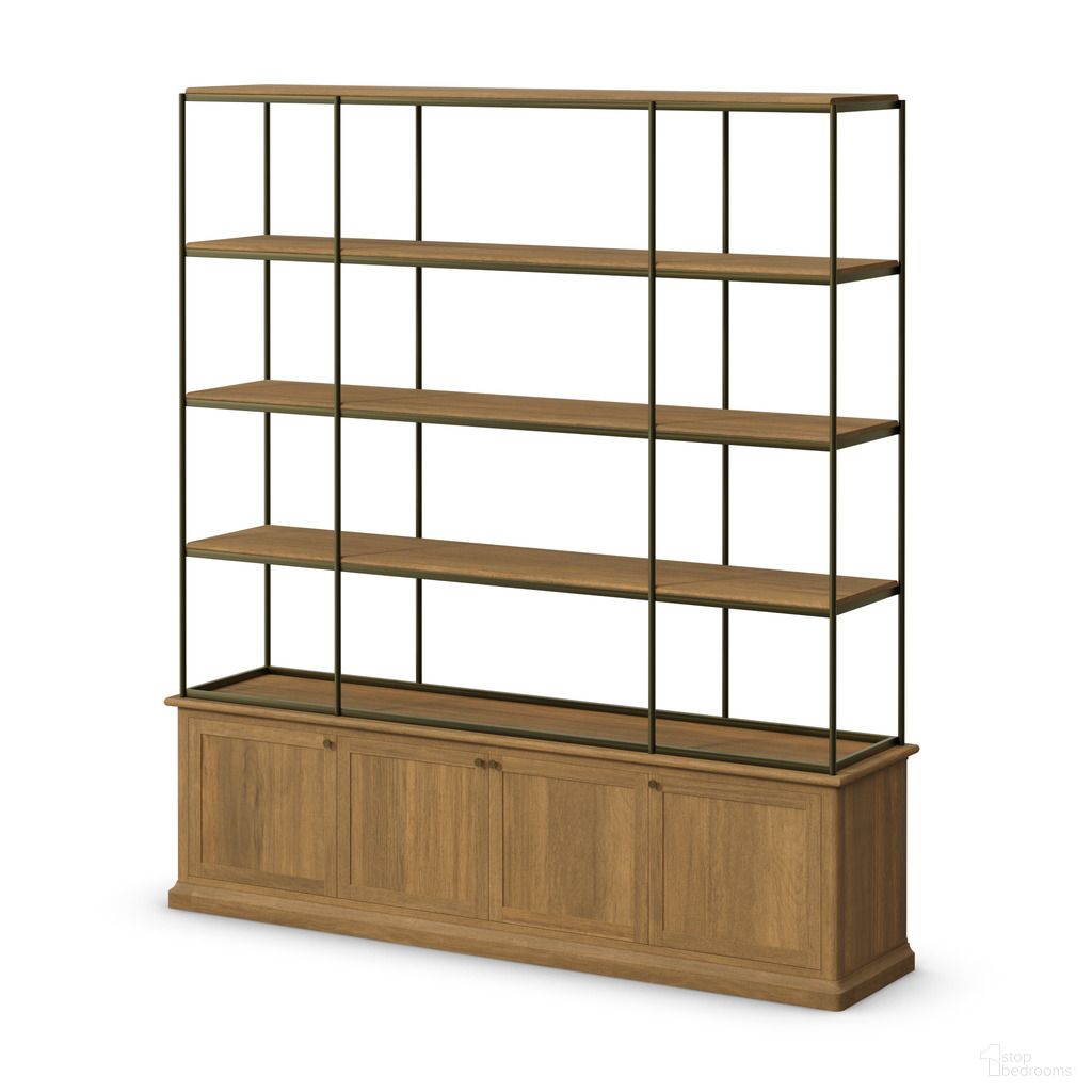 The appearance of Braxton Wood with Antiqued Brass Metal 3 Tiers 2 Door Shelving Unit In Brown designed by Mercana in the industrial interior design. This brown piece of furniture  was selected by 1StopBedrooms from Braxton Collection to add a touch of cosiness and style into your home. Sku: 71115-AB. Material: Iron.