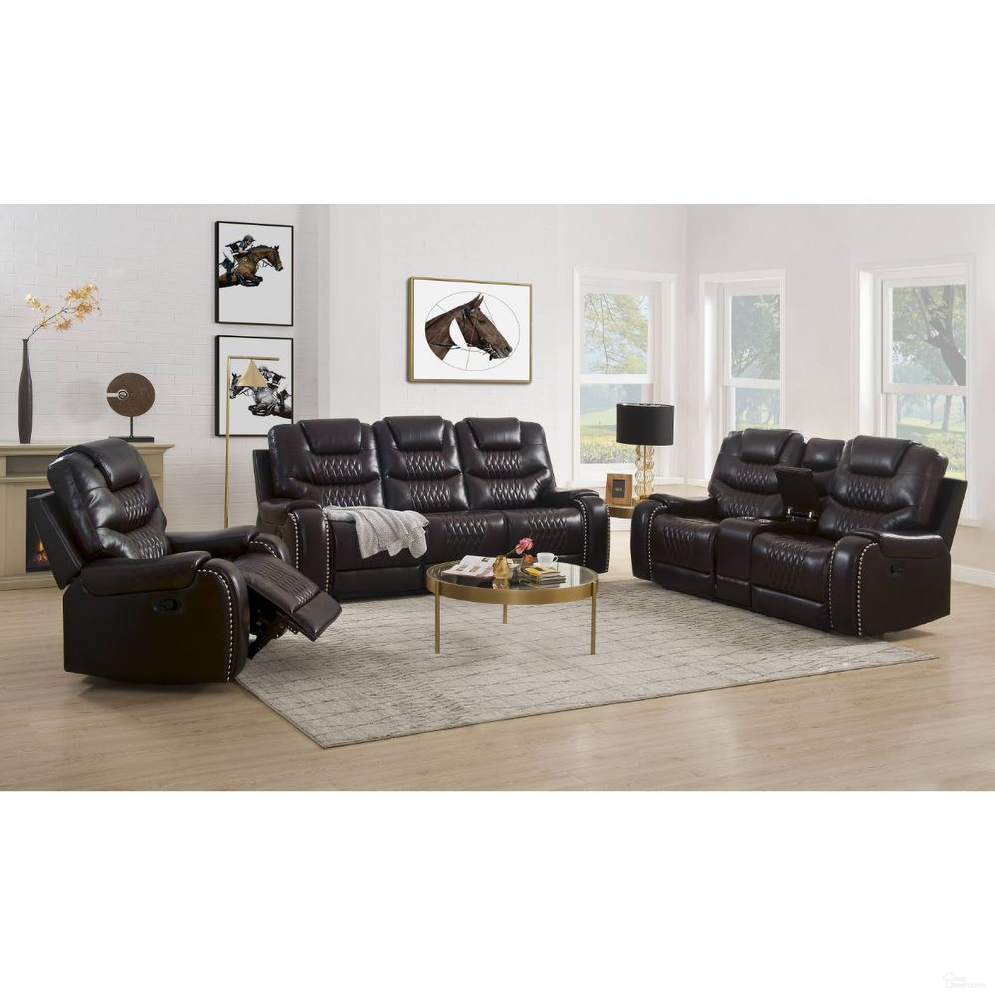 The appearance of Braylon Motion Living Room Set In Brown Pu designed by ACME in the modern / contemporary interior design. This brown piece of furniture was selected by 1StopBedrooms from Braylon Collection to add a touch of cosiness and style into your home. Sku: 55415;55416. Material: Wood.