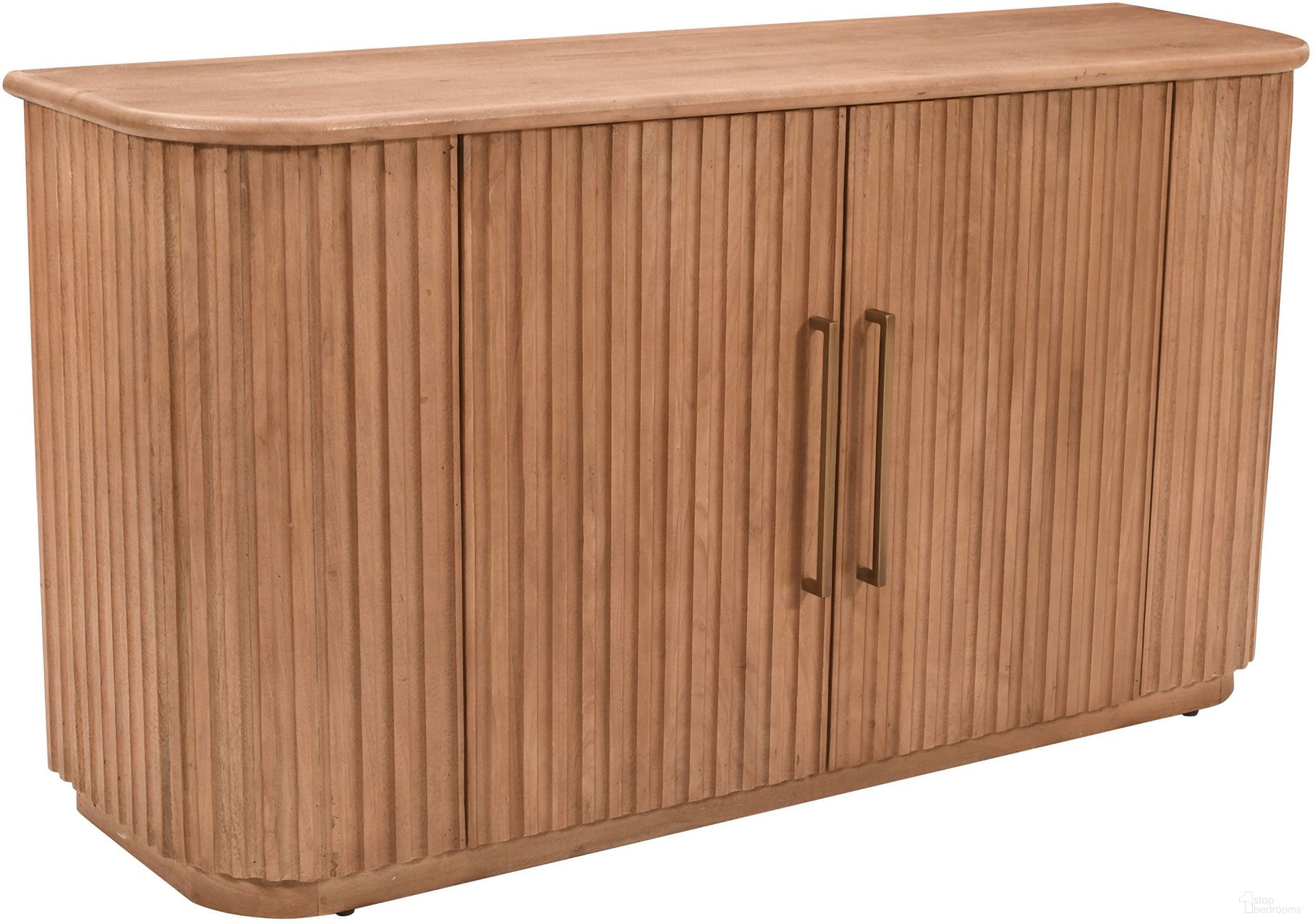 The appearance of Breck 60 Inch Curved Sideboard Bar Storage Cabinet In Brown designed by Jofran in the transitional interior design. This brown piece of furniture was selected by 1StopBedrooms from Breck Collection to add a touch of cosiness and style into your home. Sku: 2381-60. Material: Mango.