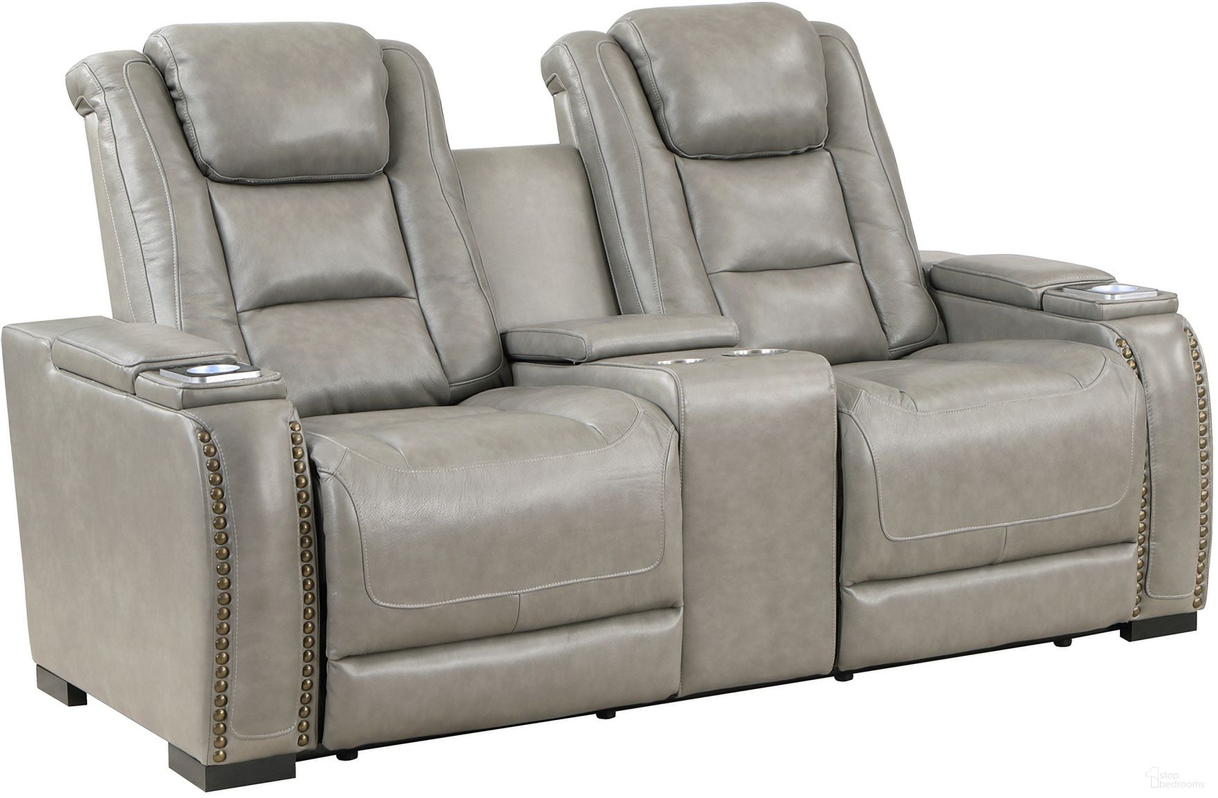 The appearance of Breckenridge II Console Loveseat with Power Footrest and Headrest In Light Gray designed by New Classic in the modern / contemporary interior design. This light gray piece of furniture was selected by 1StopBedrooms from Breckenridge Collection to add a touch of cosiness and style into your home. Sku: L3183A-25P2-LGY. Material: Leather.