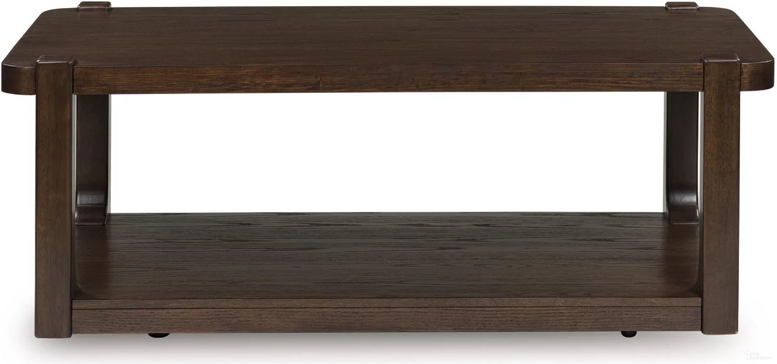 The appearance of Breckington Coffee Table In Dark Brown designed by Signature Design by Ashley in the modern / contemporary interior design. This dark brown piece of furniture was selected by 1StopBedrooms from Breckington Collection to add a touch of cosiness and style into your home. Sku: T656-1. Material: Wood.