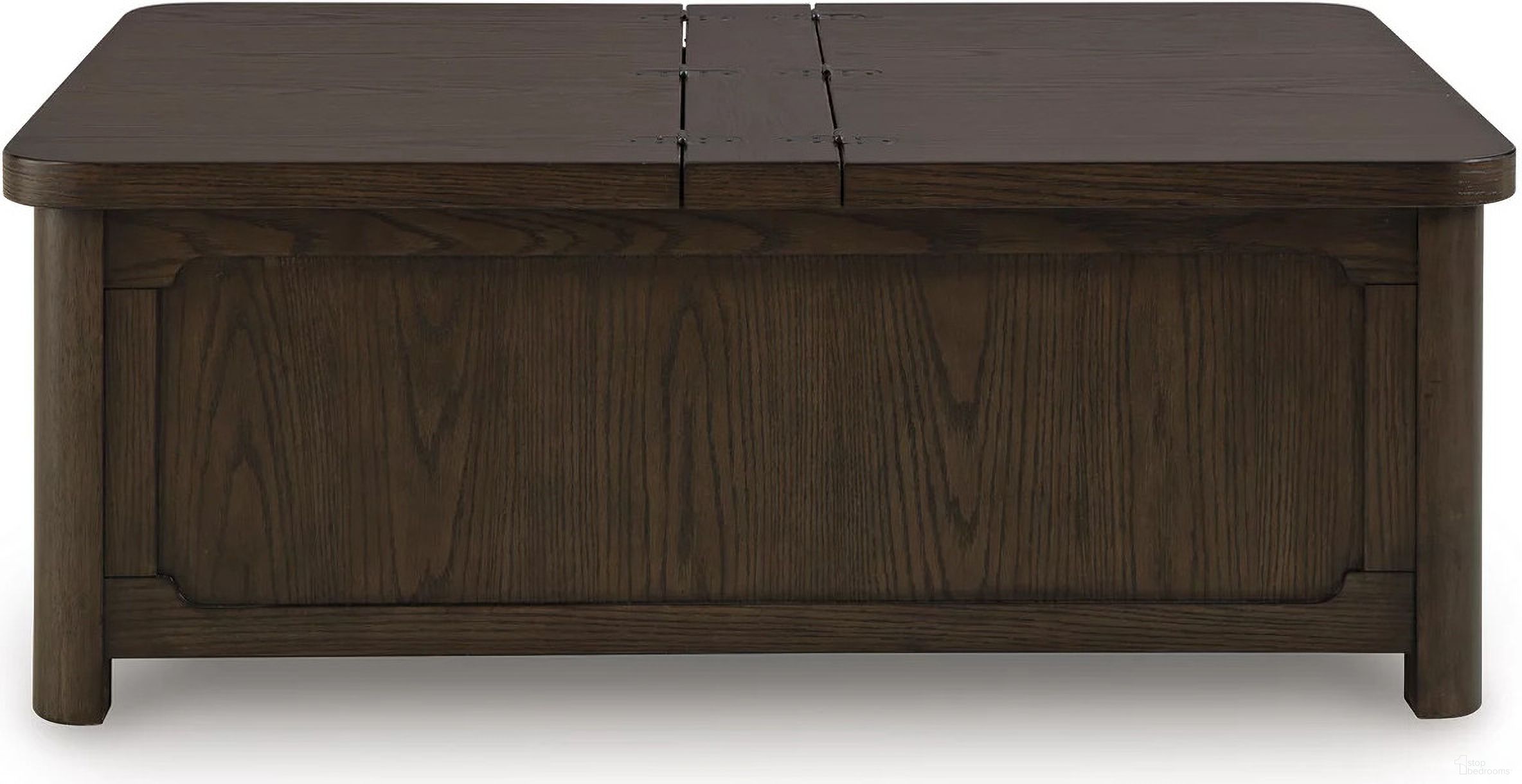 The appearance of Breckington Coffee Table With Storage In Dark Brown designed by Signature Design by Ashley in the transitional interior design. This dark brown piece of furniture  was selected by 1StopBedrooms from Breckington Collection to add a touch of cosiness and style into your home. Sku: T678-20. Material: Wood.