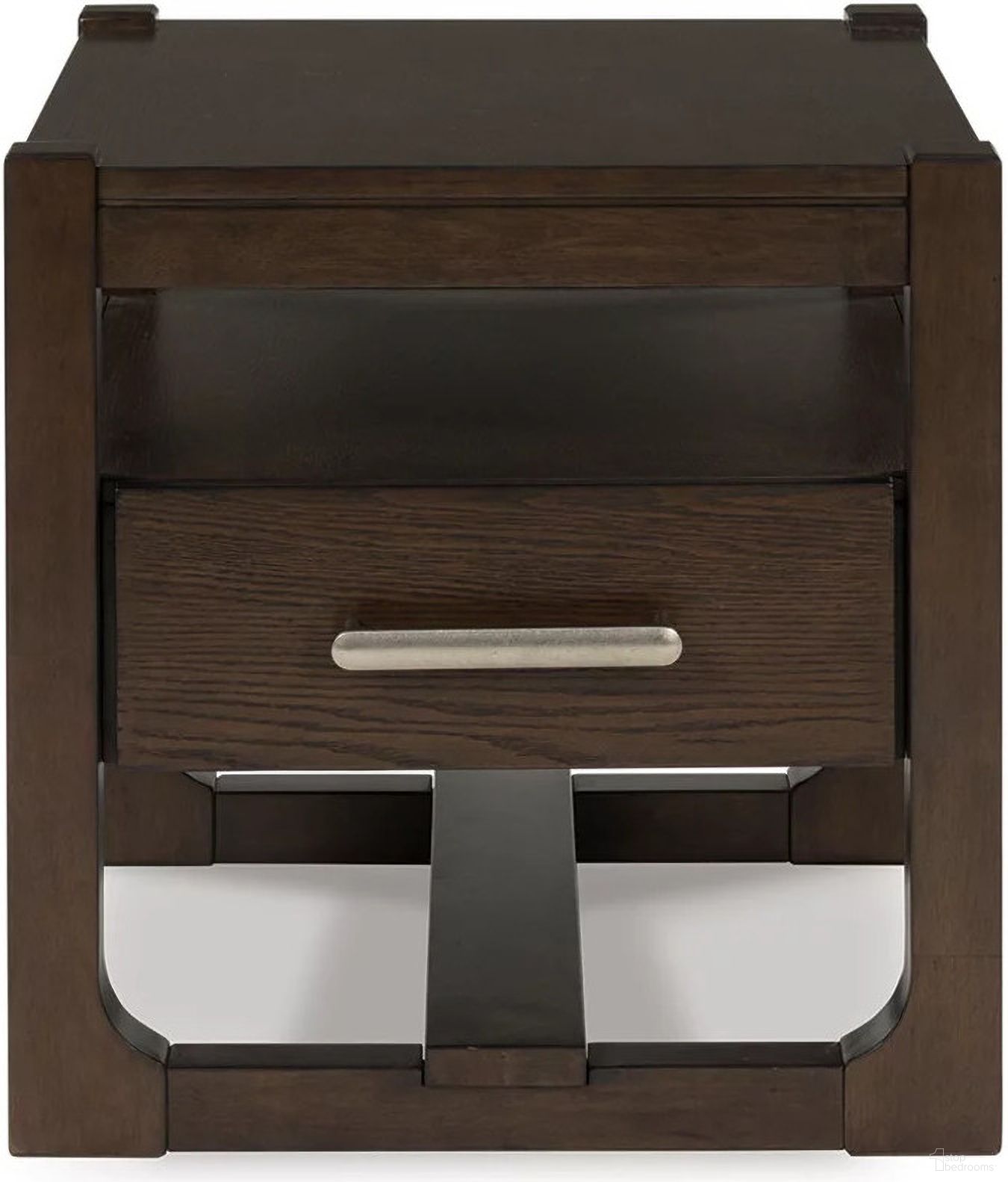 The appearance of Breckington End Table In Dark Brown designed by Signature Design by Ashley in the modern / contemporary interior design. This dark brown piece of furniture was selected by 1StopBedrooms from Breckington Collection to add a touch of cosiness and style into your home. Sku: T856-2. Material: Wood.