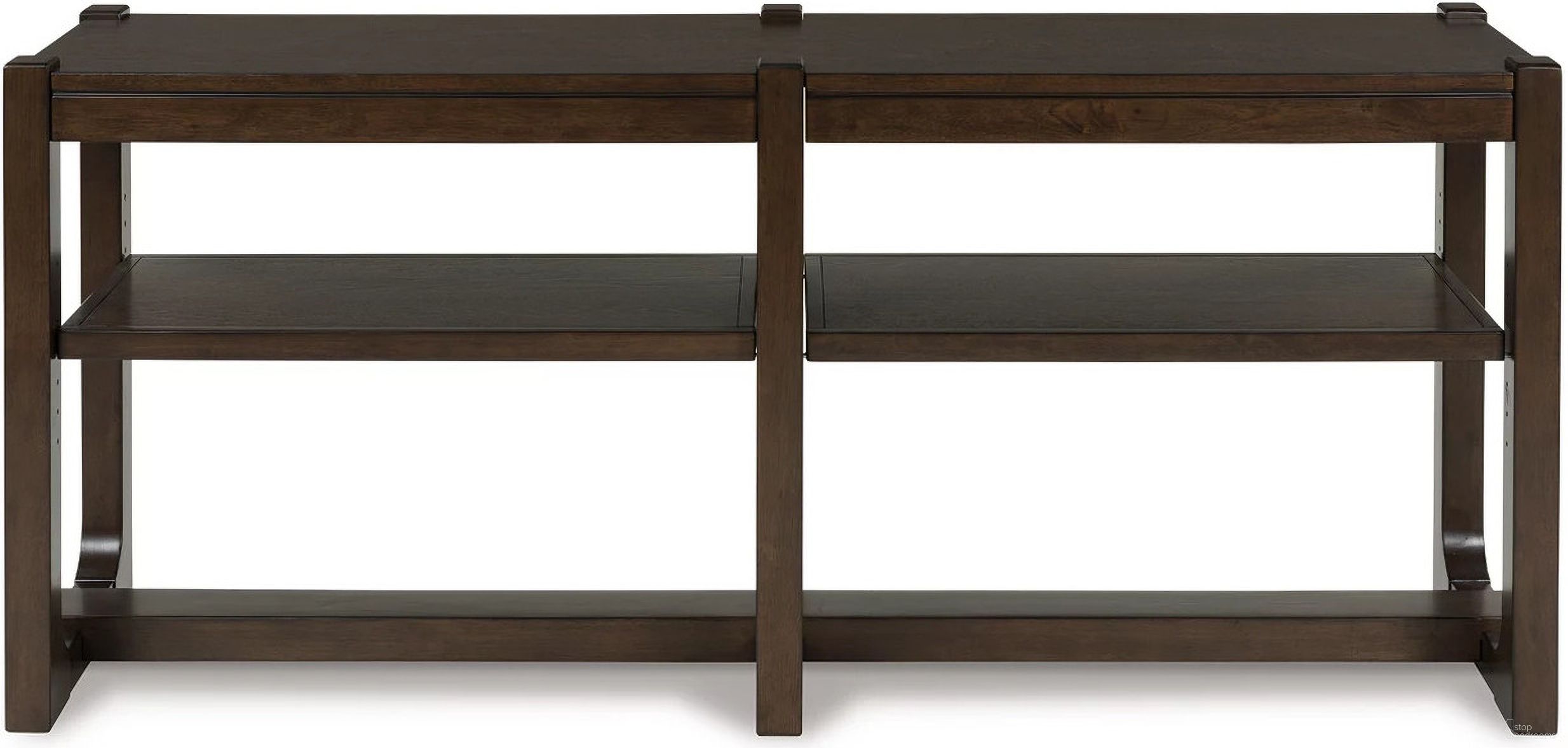 The appearance of Breckington Sofa Table In Dark Brown designed by Signature Design by Ashley in the modern / contemporary interior design. This dark brown piece of furniture  was selected by 1StopBedrooms from Breckington Collection to add a touch of cosiness and style into your home. Sku: T856-4. Material: Wood.