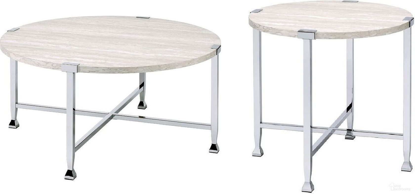The appearance of Brecon Occasional Table Set In White and Chrome designed by ACME in the modern / contemporary interior design. This white and chrome piece of furniture was selected by 1StopBedrooms from Brecon Collection to add a touch of cosiness and style into your home. Sku: 83210;83212. Material: Metal.