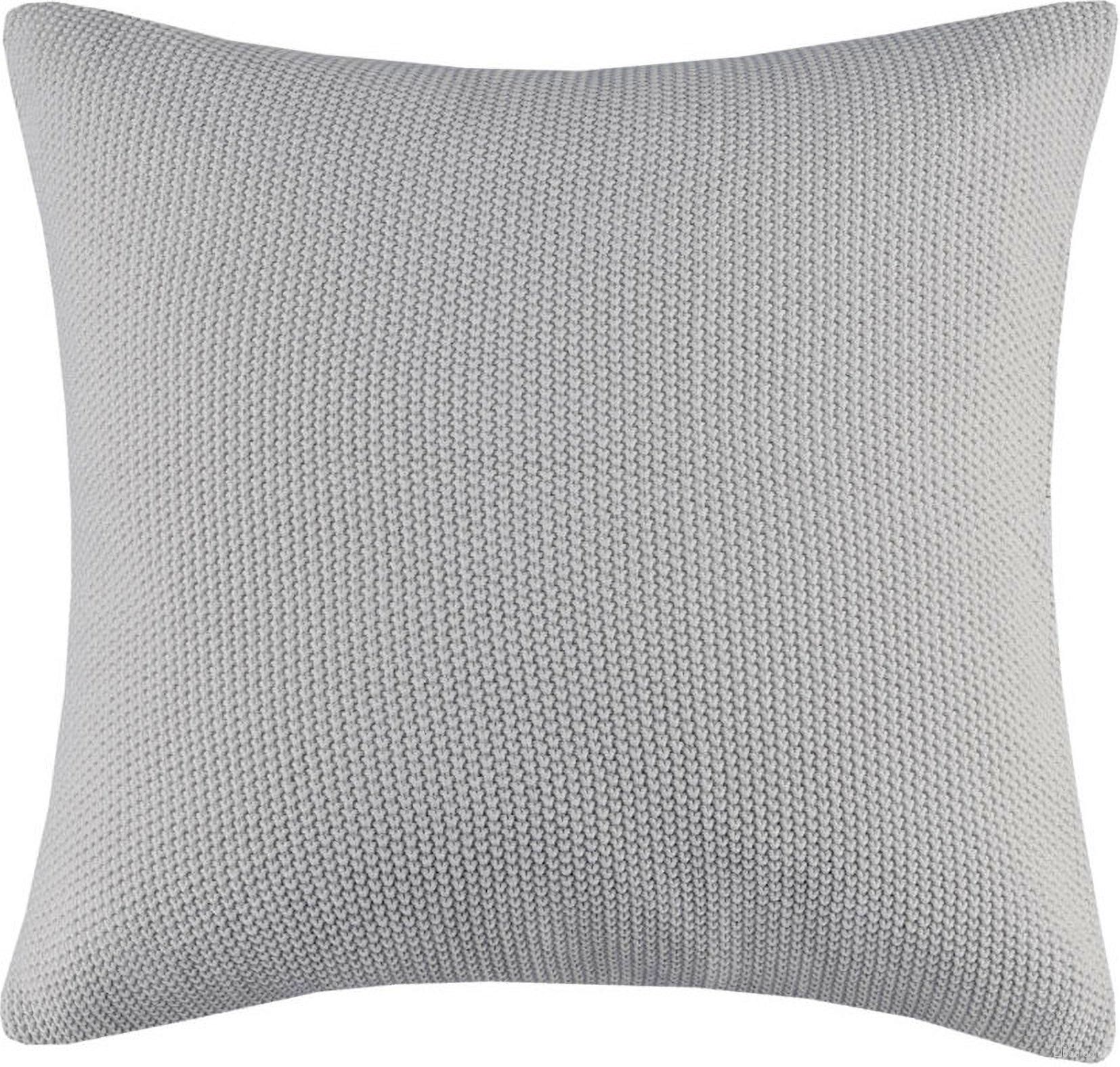 Bree Acrylic Knitted Euro Pillow Cover In Grey