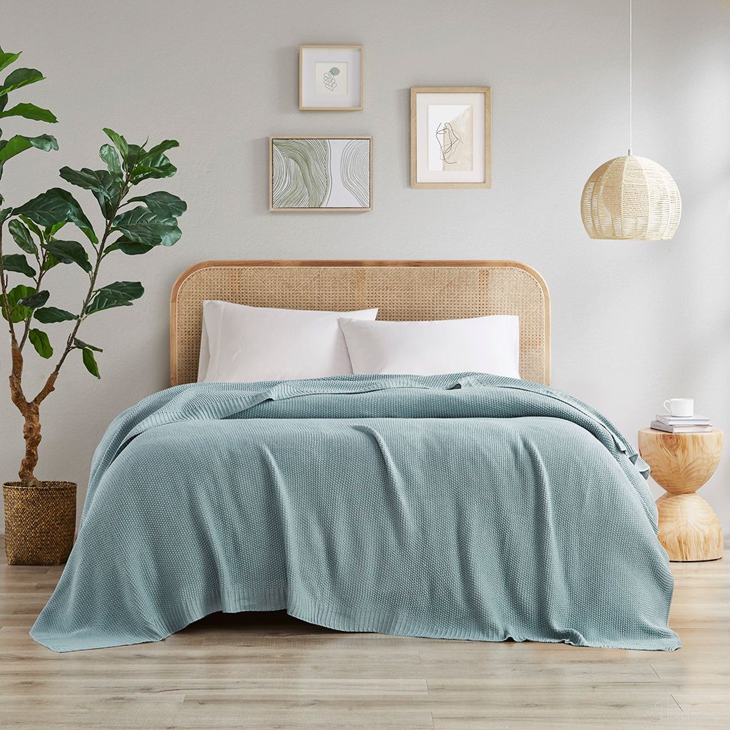 Bree Knit Full/Queen Blanket In Light Blue