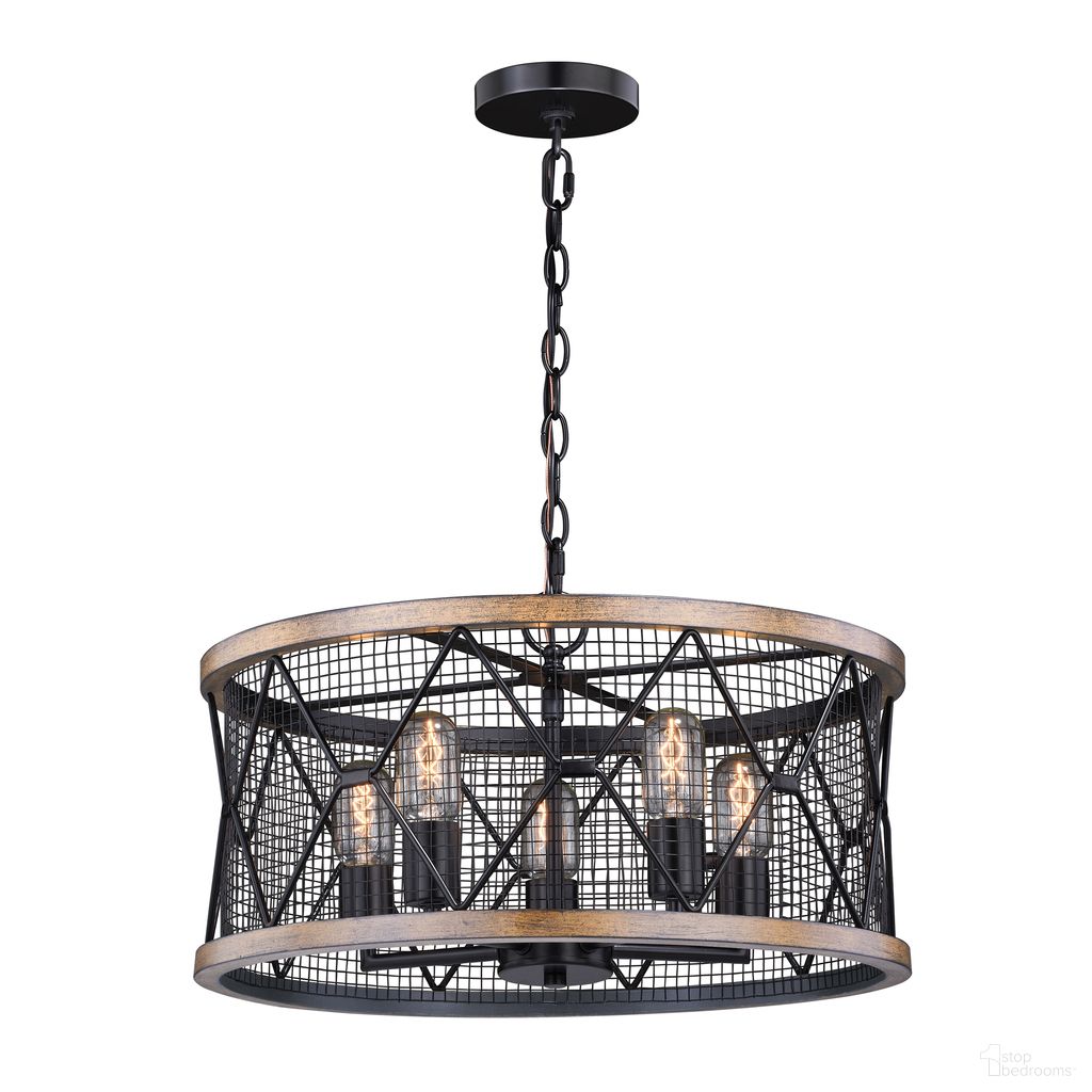 The appearance of Bremerton 5 Light Chandelier In Black and Burnished Teak designed by Vaxcel in the industrial interior design. This black/burnished teak piece of furniture was selected by 1StopBedrooms from Bremerton Collection to add a touch of cosiness and style into your home. Sku: H0207. Material: Steel.