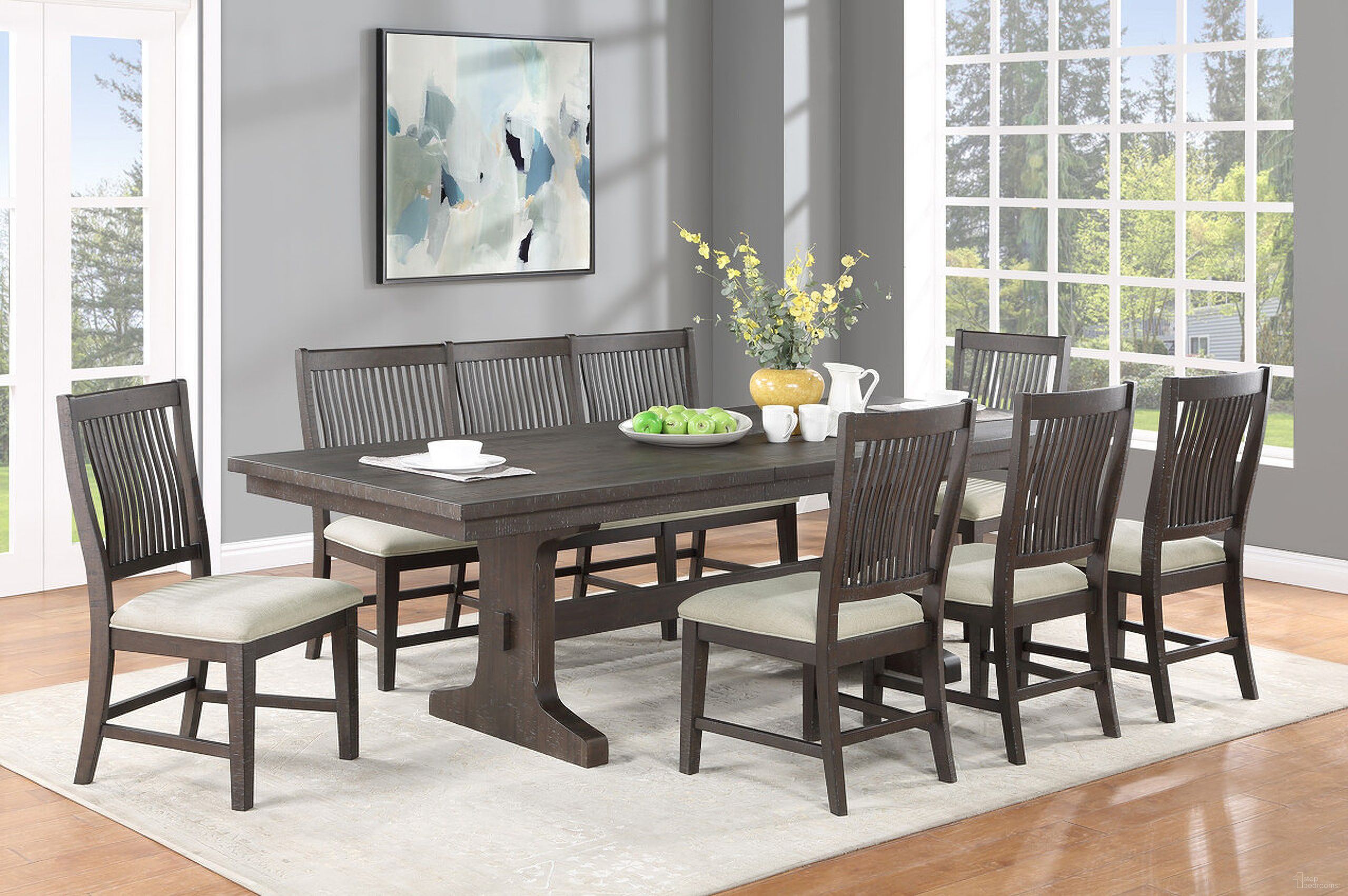 Brenda Dining Room Set In Rustic Brown