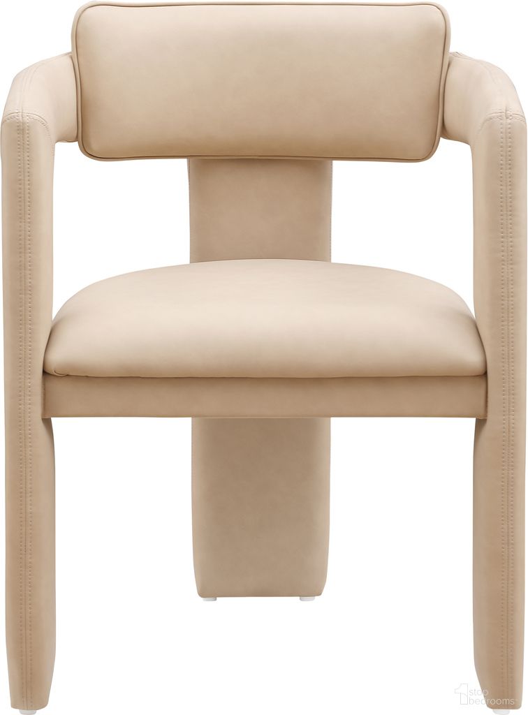 The appearance of Brenda Vegan Leather Dining Chair Set of 2 In Tan designed by Meridian in the modern / contemporary interior design. This tan piece of furniture  was selected by 1StopBedrooms from Brenda Collection to add a touch of cosiness and style into your home. Sku: 11085Tan-C. Chair Type: Arm Chair. Material: Vegan Leather.
