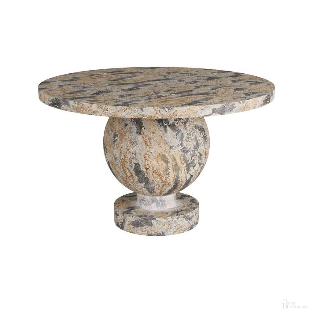 The appearance of Brenna Entry Table In Sahara Faux Marble designed by Arteriors in the  interior design. This sahara faux marble piece of furniture  was selected by 1StopBedrooms from Brenna Collection to add a touch of cosiness and style into your home. Sku: FDS07. Table Base Style: Pedestal. Table Top Shape: Round. Material: Concrete. Size: 44".