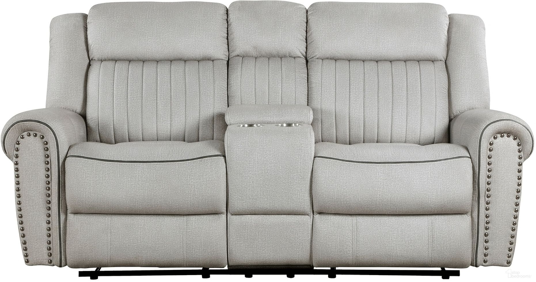 Brennen Double Reclining Loveseat with Center Console In Gray