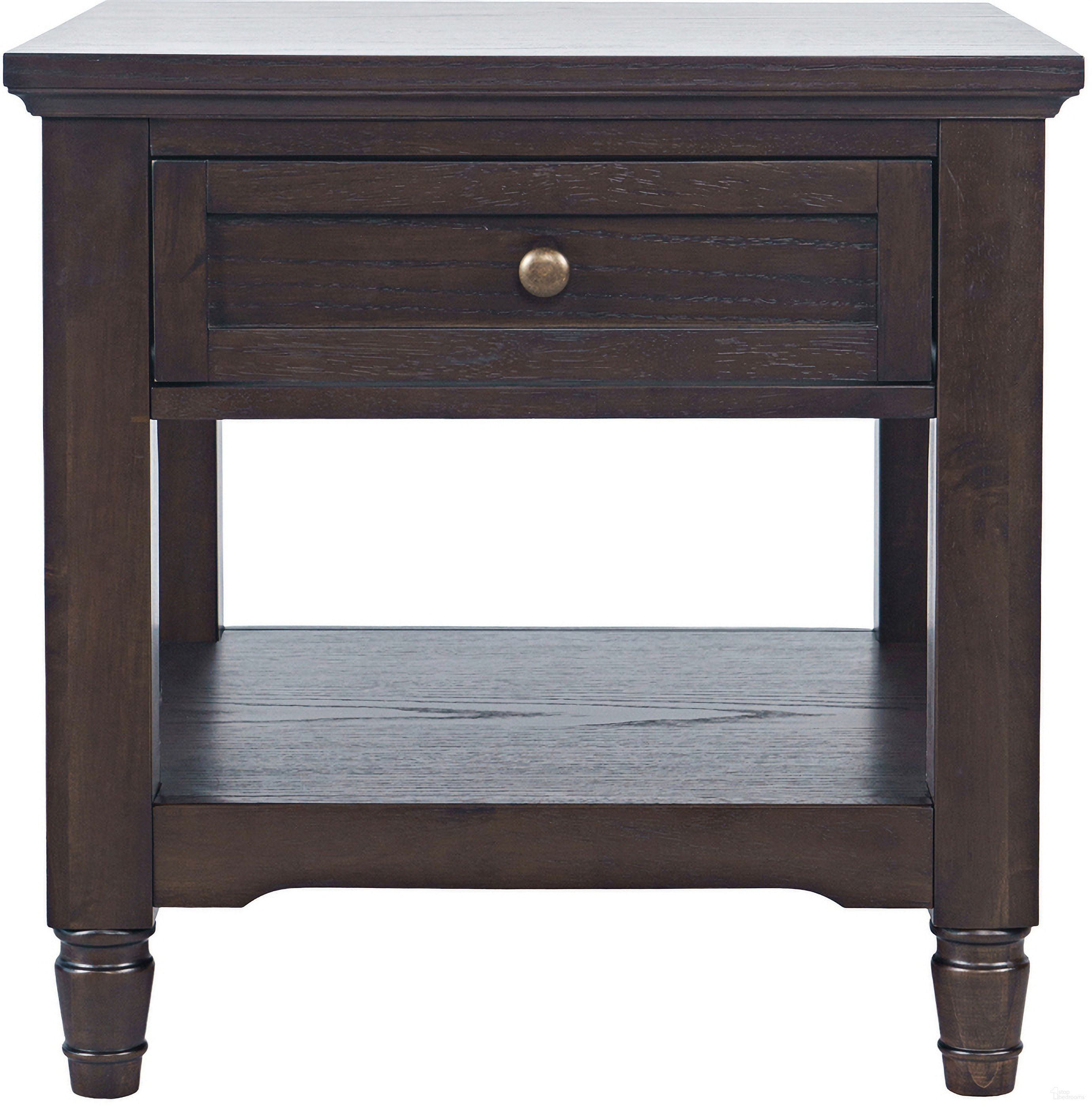The appearance of Brentwood 24 Inch Square End Table with Drawer and Storage Shelf In Arbor Oak and Brown designed by Jofran in the transitional interior design. This arbor oak/brown piece of furniture was selected by 1StopBedrooms from Brentwood Collection to add a touch of cosiness and style into your home. Sku: 2520-3. Material: Rubberwood.