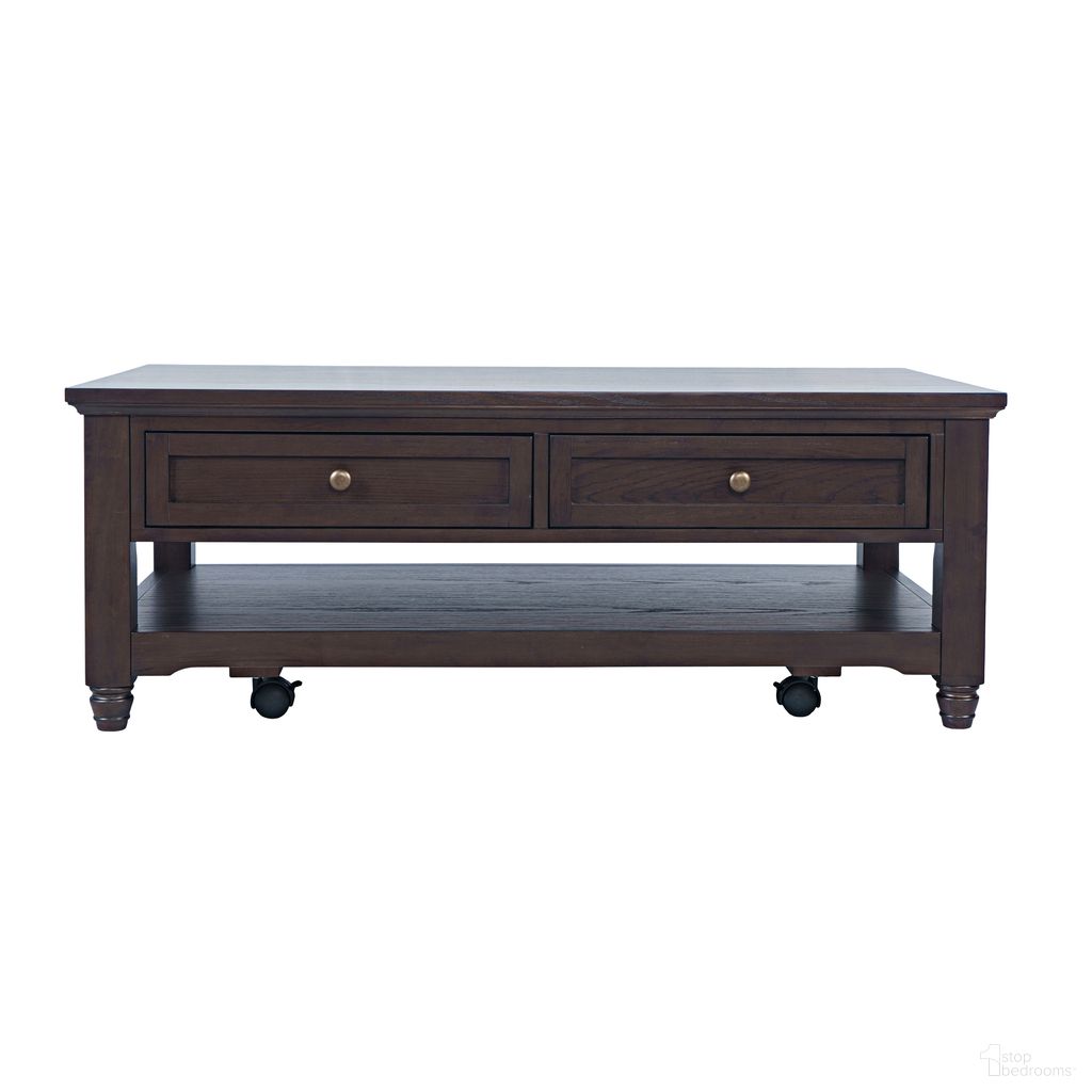 The appearance of Brentwood 50 Inch Coffee Table with Storage and Caster Wheels In Arbor Oak and Brown designed by Jofran in the modern / contemporary interior design. This arbor oak/brown piece of furniture  was selected by 1StopBedrooms from Brentwood Collection to add a touch of cosiness and style into your home. Sku: 2520-1. Material: Rubberwood.