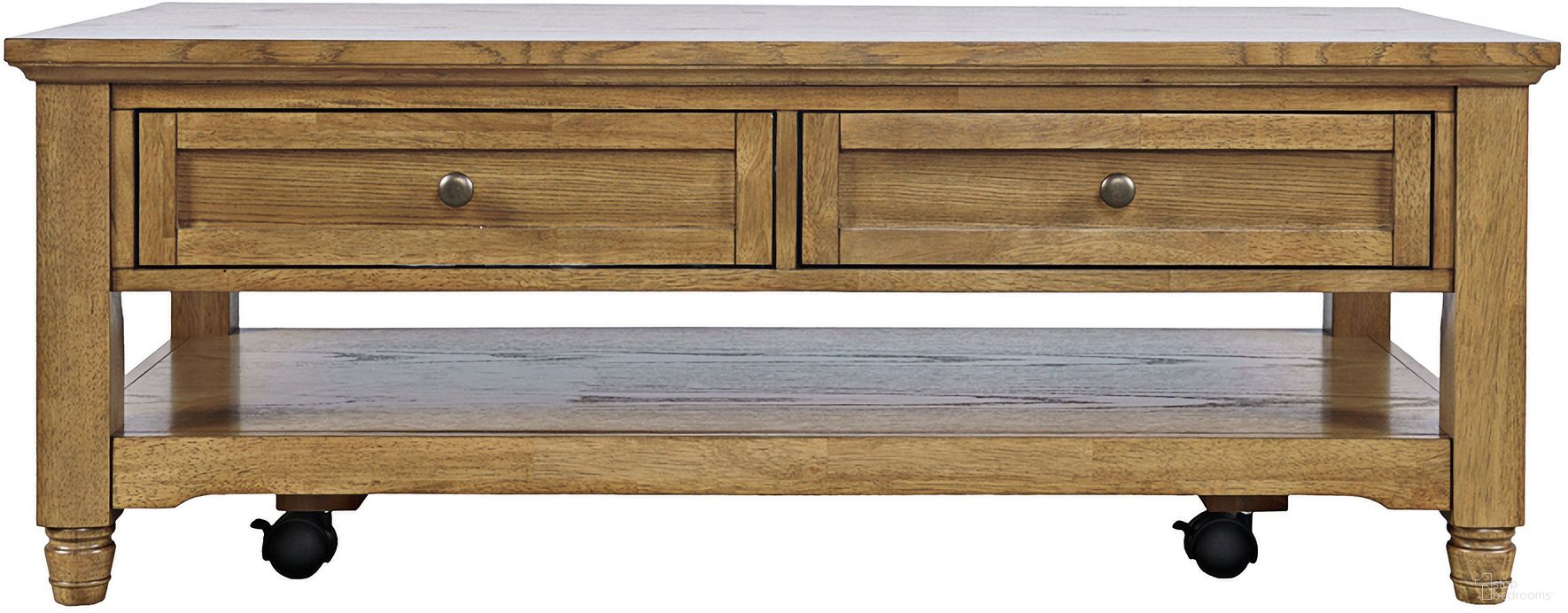 The appearance of Brentwood 50 Inch Coffee Table with Storage and Caster Wheels In Cascade Oak and Brown designed by Jofran in the modern / contemporary interior design. This cascade oak/brown piece of furniture  was selected by 1StopBedrooms from Brentwood Collection to add a touch of cosiness and style into your home. Sku: 2510-1. Material: Rubberwood.