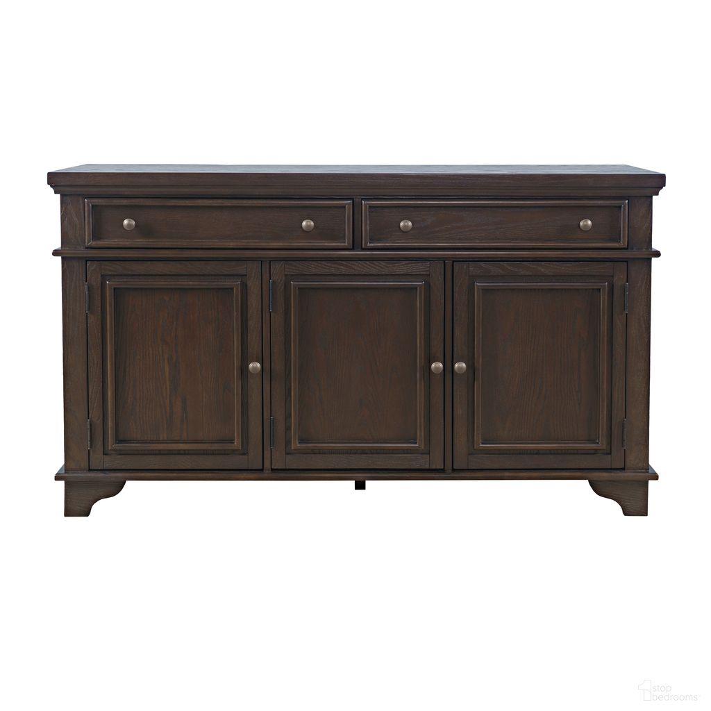 The appearance of Brentwood 60 Inch Three Door Sideboard Storage Cabinet In Arbor Oak and Brown designed by Jofran in the transitional interior design. This arbor oak/brown piece of furniture  was selected by 1StopBedrooms from Brentwood Collection to add a touch of cosiness and style into your home. Sku: 2521-60. Material: Rubberwood.