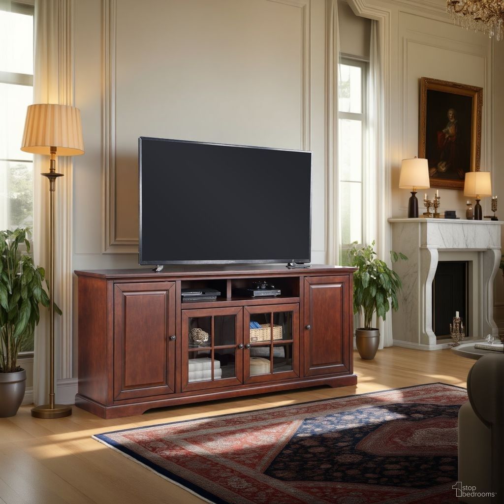 Brentwood 78 Inch TV Stand Console In Dark Cherry