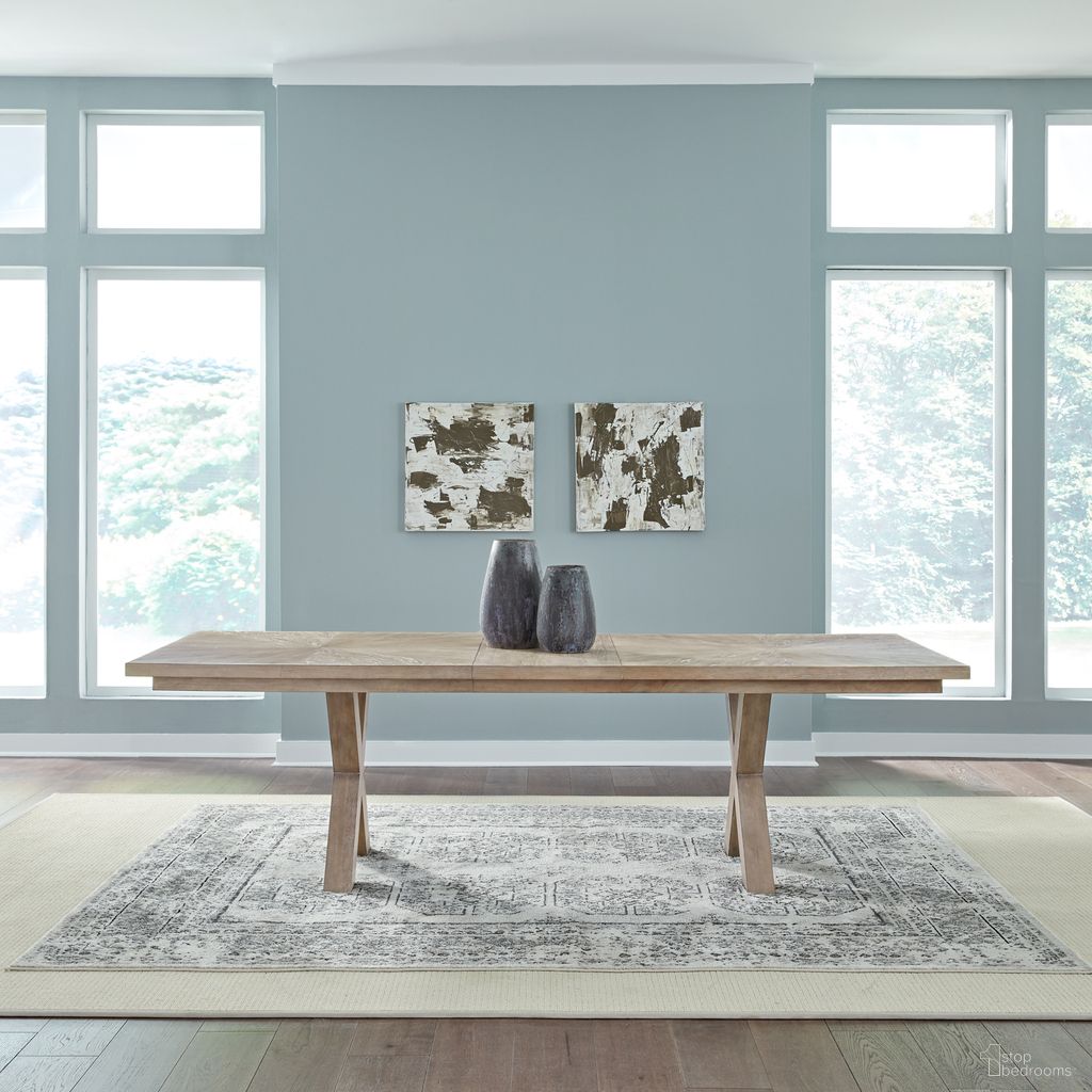 The appearance of Brentwood Double Pedestal Table Set In Sandstone designed by Liberty in the modern / contemporary interior design. This sandstone piece of furniture was selected by 1StopBedrooms from Brentwood Collection to add a touch of cosiness and style into your home. Sku: 789-P4402;789-T4402. Table Base Style: Double Pedestal. Table Top Shape: Rectangular. Size: 102" x 44". Material: Solid Rubberwood.