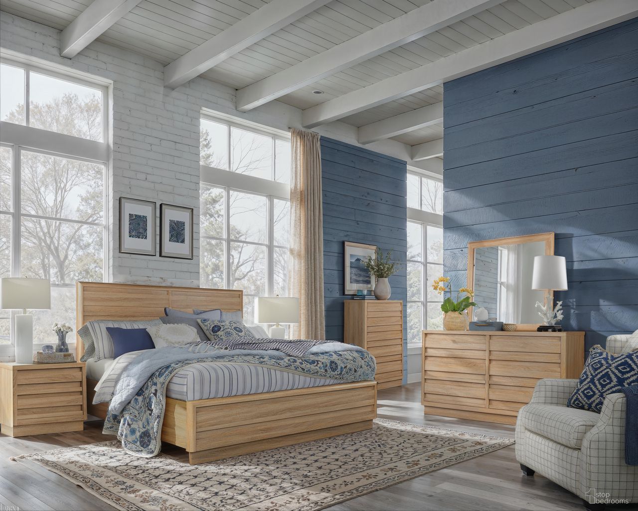 The appearance of Brentwood Heights Panel Storage Bedroom Set In Provincial Brown designed by Magnussen in the transitional interior design. This provincial brown piece of furniture was selected by 1StopBedrooms from Brentwood Heights Collection to add a touch of cosiness and style into your home. Sku: B6381-54H;B6381-54SF;B6381-54R;B6381-01. Bed Size: King. Material: Hardwood.