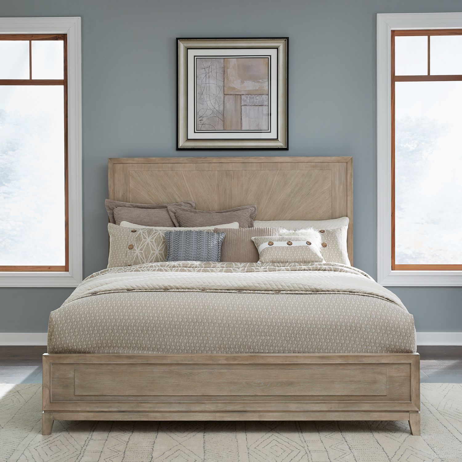 The appearance of Brentwood King Panel Bed In Sandstone designed by Liberty in the modern / contemporary interior design. This sandstone piece of furniture  was selected by 1StopBedrooms from Brentwood Collection to add a touch of cosiness and style into your home. Sku: 789-BR15;789-BR16;789-BR90. Bed Type: Panel Bed. Bed Size: King. Material: Solid Rubberwood.