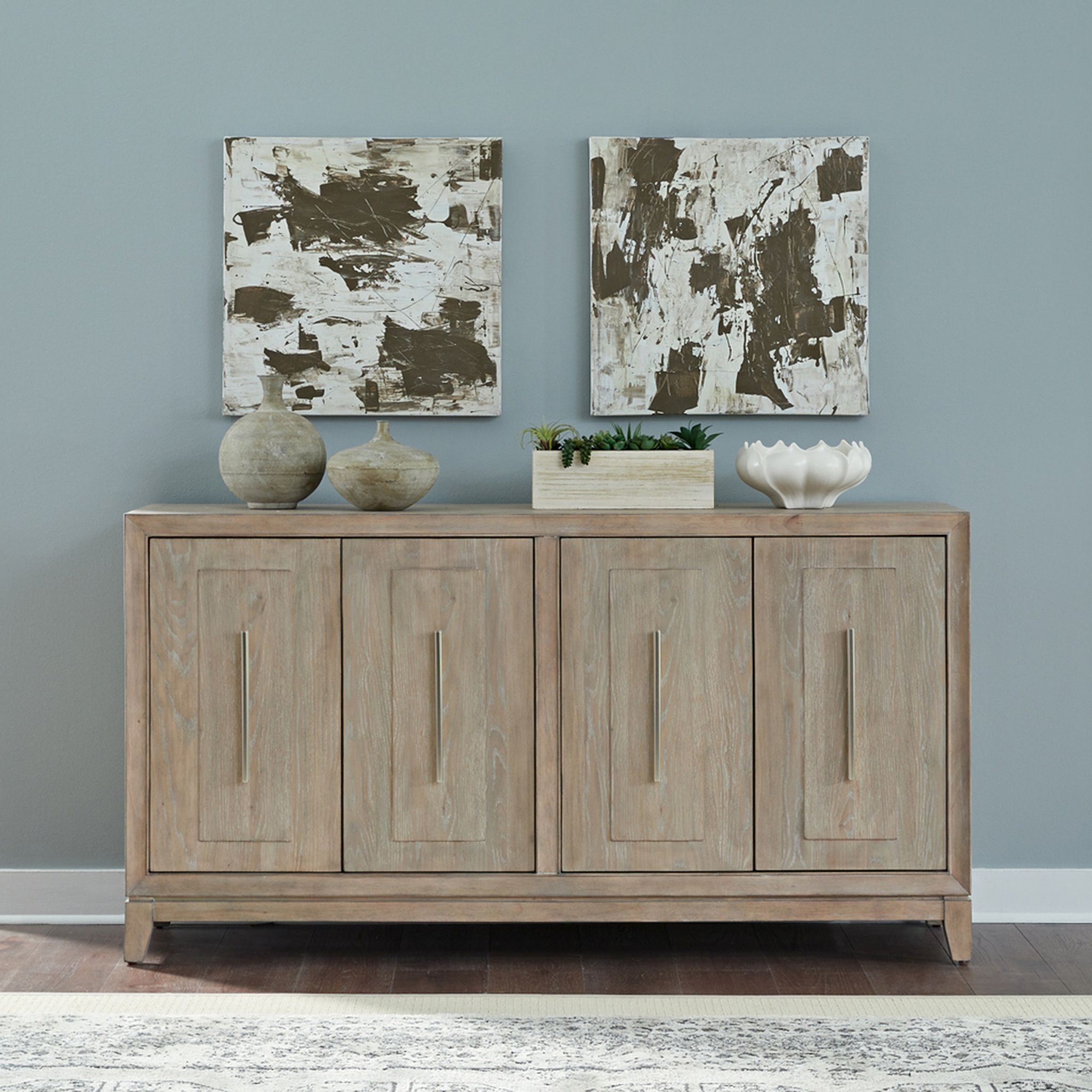 The appearance of Brentwood Sideboard In Sandstone designed by Liberty in the modern / contemporary interior design. This sandstone piece of furniture was selected by 1StopBedrooms from Brentwood Collection to add a touch of cosiness and style into your home. Sku: 789-SB6836. Material: Solid Rubberwood.