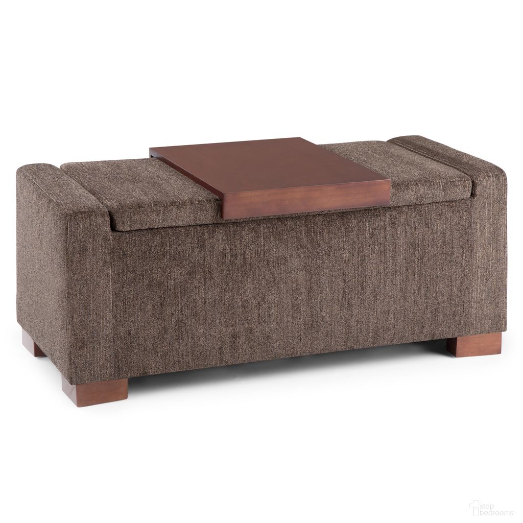 Bretton Polyester Fabric Lift Top Storage Ottoman In Deep Umber Brown
