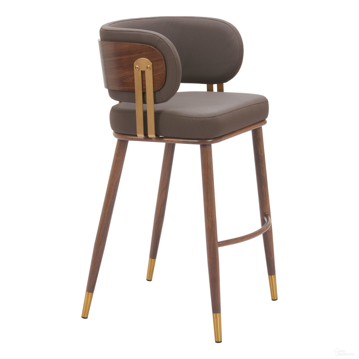 The appearance of Brew Barstool In Brown and Walnut designed by Zuo Modern in the modern / contemporary interior design. This brown and walnut piece of furniture was selected by 1StopBedrooms from Brew Collection to add a touch of cosiness and style into your home. Sku: 110327. Material: Steel.