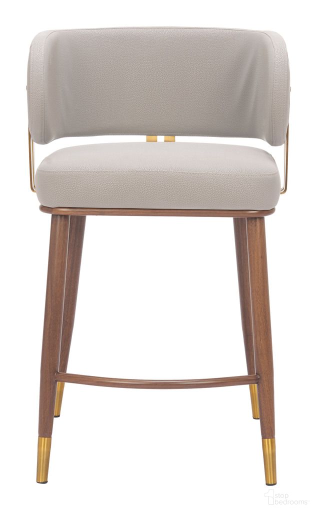 Brew Counter Stool In Walnut and Beige