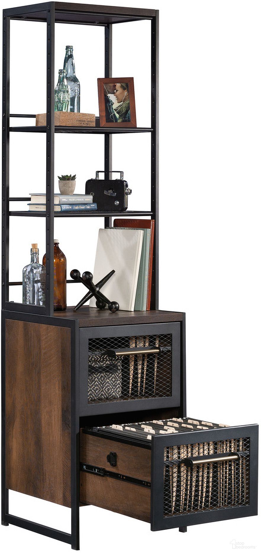 The appearance of Briarbrook Narrow Bookcase In Barrel Oak designed by Sauder in the transitional interior design. This barrel oak piece of furniture was selected by 1StopBedrooms from Briarbrook Collection to add a touch of cosiness and style into your home. Sku: 430268. Material: Engineered Wood.