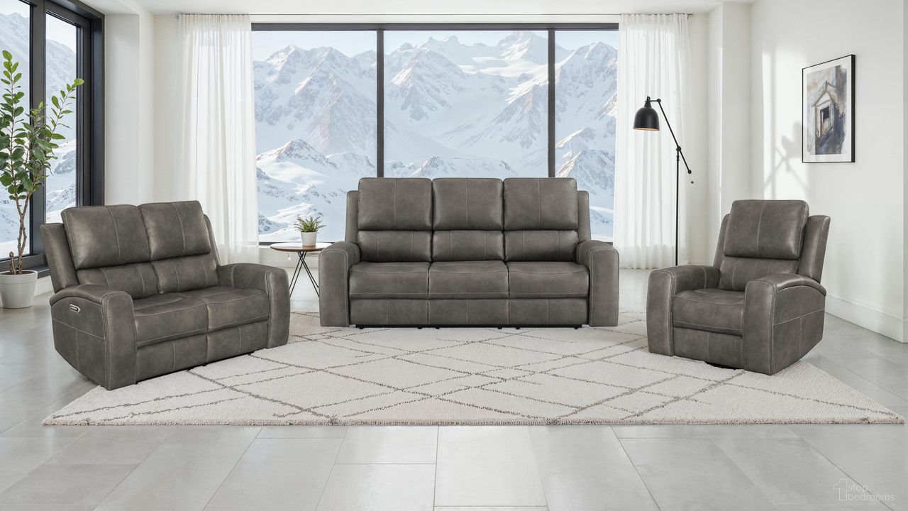 Brickston Triple Power Reclining Living Room Set In Charcoal