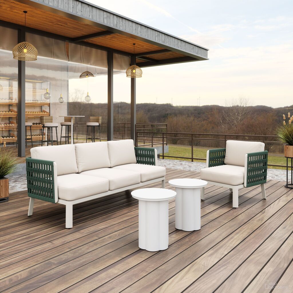 The appearance of Bridgehampton Outdoor Conversation Set In White designed by Zuo Modern in the modern / contemporary interior design. This white piece of furniture was selected by 1StopBedrooms from Bridgehampton Collection to add a touch of cosiness and style into your home. Sku: 704045;704044. Material: Olefin.