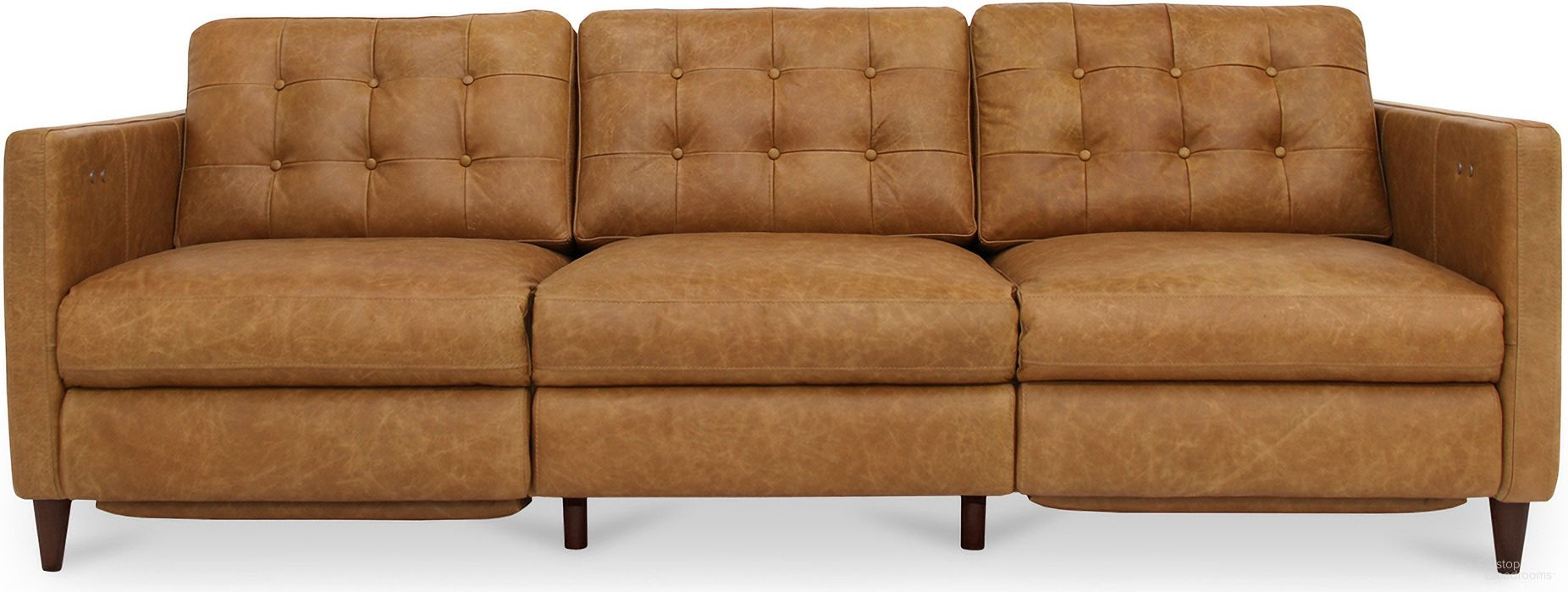 The appearance of Bridgers Leather Power Recliner Sofa In Tan designed by Moes Home in the modern / contemporary interior design. This tan piece of furniture  was selected by 1StopBedrooms from Bridgers Collection to add a touch of cosiness and style into your home. Sku: XQ-1011-40. Material: Top Grain Leather.