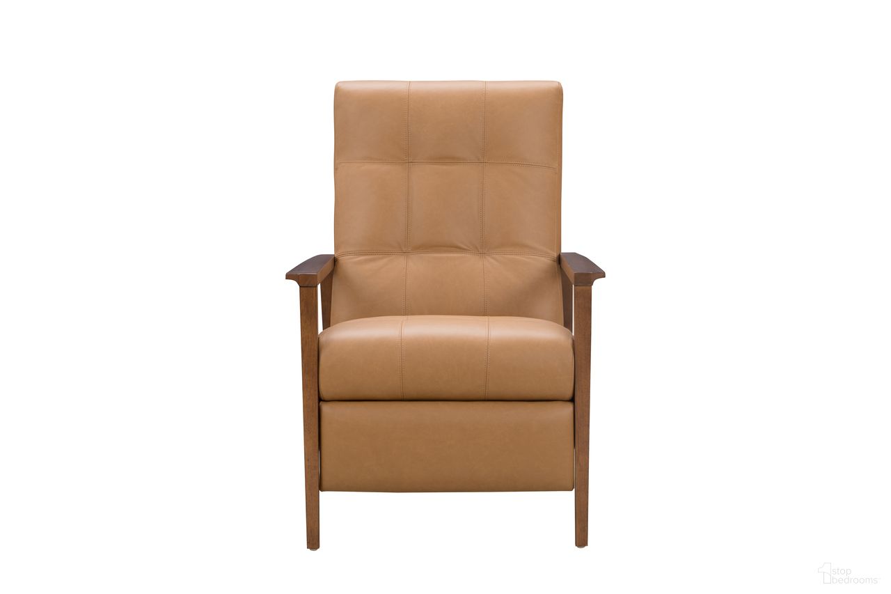 The appearance of Bridget Push Thru The Arms Recliner In Brandy designed by BarcaLounger in the modern / contemporary interior design. This brandy piece of furniture  was selected by 1StopBedrooms from Bridget Collection to add a touch of cosiness and style into your home. Sku: 71647530883. Material: Leather.