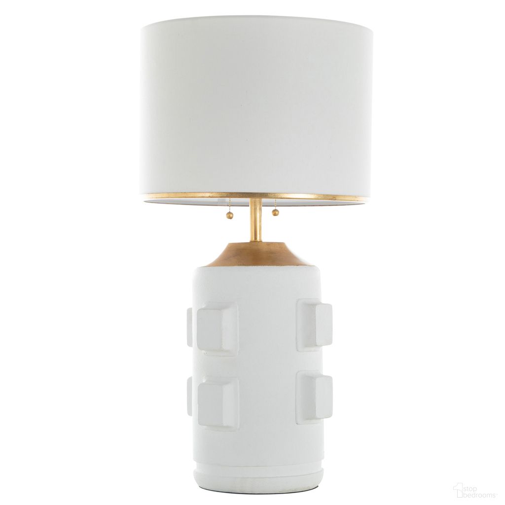 Bridget Table Lamp In Vintage Gold and Feather White