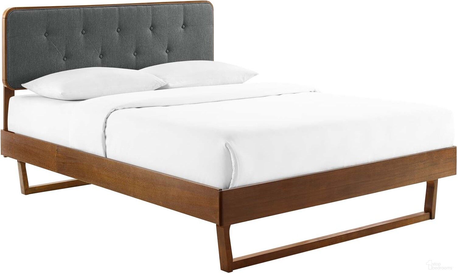 Bridgette Full Wood Platform Bed With Angular Frame In Walnut Charcoal