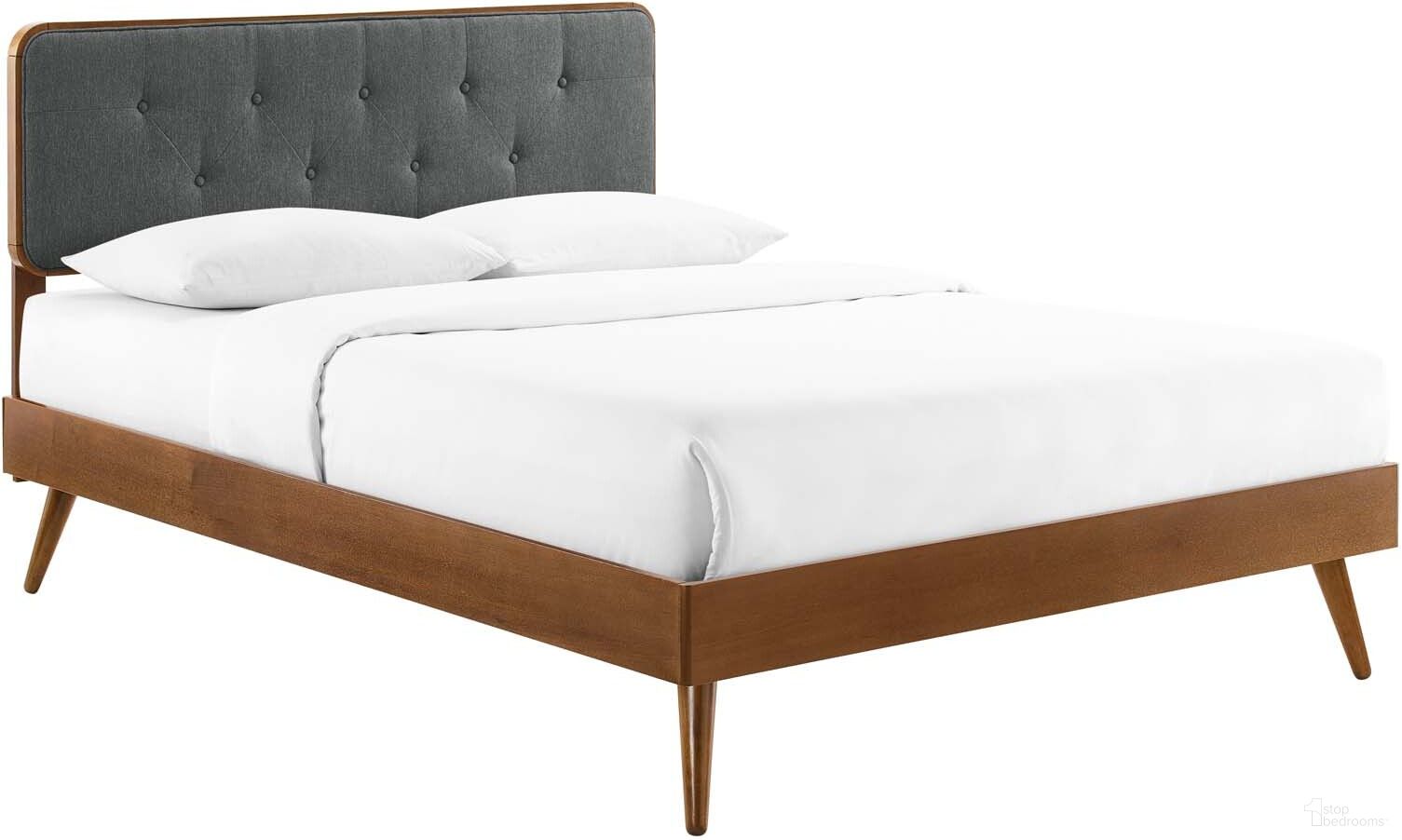 Bridgette Full Wood Platform Bed With Splayed Legs In Walnut Charcoal