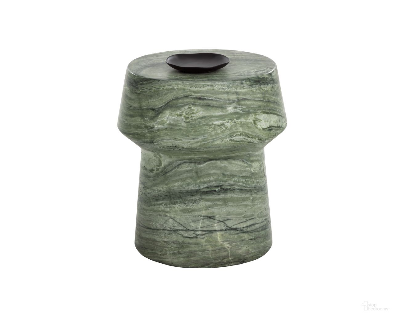 Brie Marble Look End Table In Sage