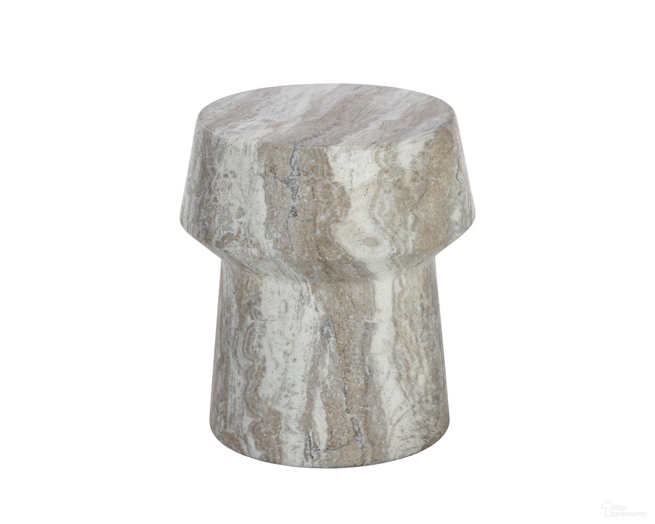 Brie Marble Look End Table In Sand