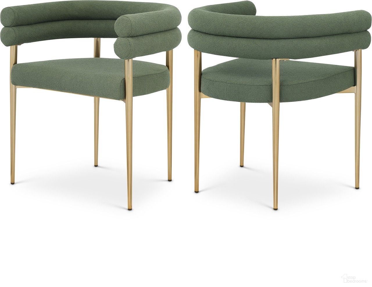 The appearance of Brielle Fabric Dining Chair Set of 2 In Green designed by Meridian in the modern / contemporary interior design. This green piece of furniture was selected by 1StopBedrooms from Brielle Collection to add a touch of cosiness and style into your home. Sku: 804Green-C. Material: Iron. Chair Type: Arm Chair.
