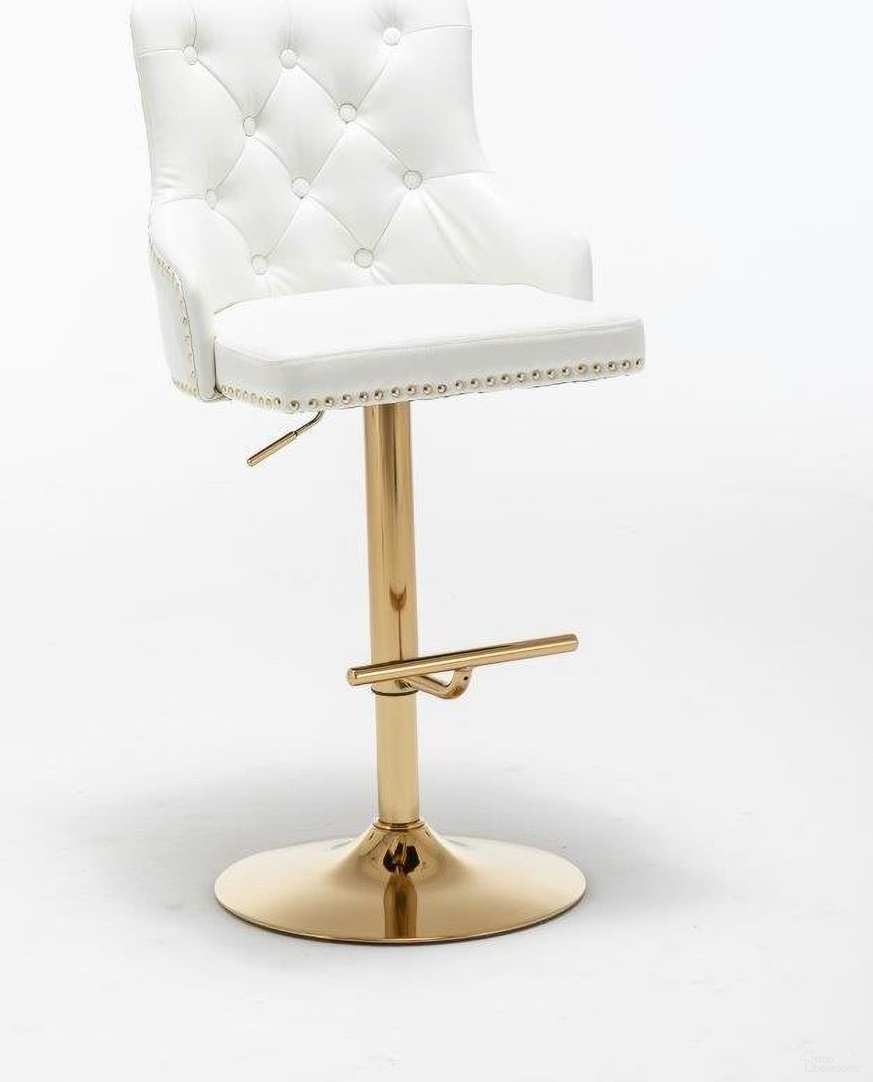 The appearance of Brightcast 2 Piece Velvet Tufted Gold Bar Stools In White designed by Best Master Furniture in the modern / contemporary interior design. This white piece of furniture was selected by 1StopBedrooms from Brightcast Collection to add a touch of cosiness and style into your home. Sku: B55W. Material: Velvet.
