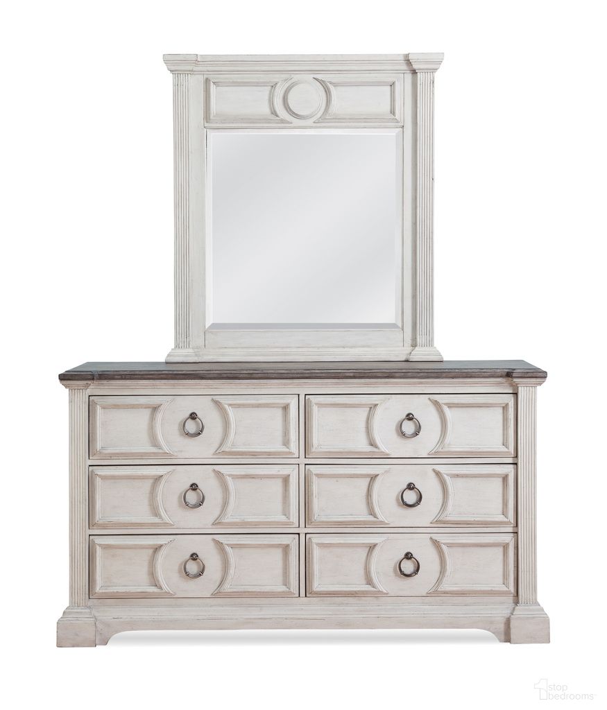 The appearance of Brighten Mirror In Antique White designed by American Woodcrafters in the transitional interior design. This antique white piece of furniture  was selected by 1StopBedrooms from Brighten Collection to add a touch of cosiness and style into your home. Sku: 9410-040. Material: Rubberwood.
