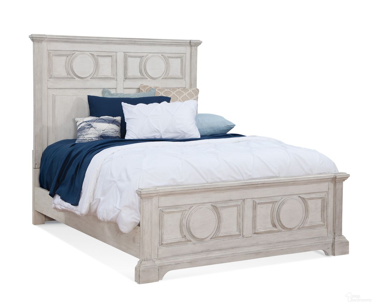 The appearance of Brighten King Panel Bed In Antique White designed by American Woodcrafters in the transitional interior design. This antique white piece of furniture was selected by 1StopBedrooms from Brighten Collection to add a touch of cosiness and style into your home. Sku: 9410-960;9410-962;9410-881. Bed Type: Panel Bed. Bed Size: King. Material: Rubberwood.
