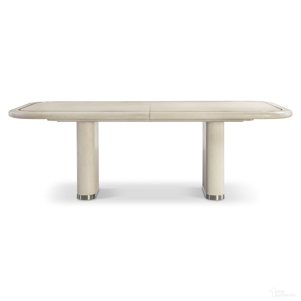 The appearance of Brigitte Dining Table In Beige and Tan designed by Bernhardt in the rustic / southwestern interior design. This beige/tan piece of furniture  was selected by 1StopBedrooms from Brigitte Collection to add a touch of cosiness and style into your home. Sku: 357242;357244. Table Base Style: Double Pedestal. Material: Wood. Table Top Shape: Rectangular. Size: 46" x 88".