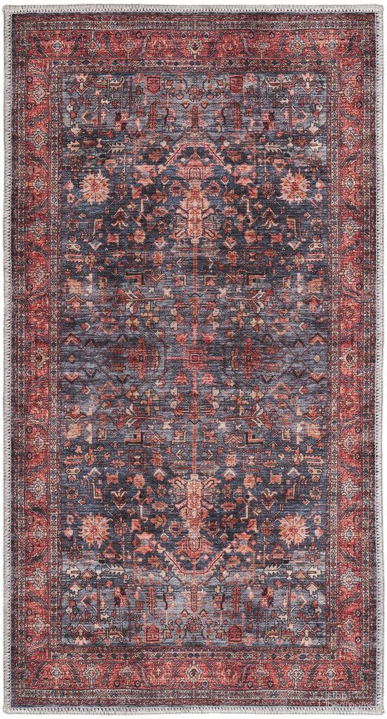 The appearance of Brilliance Machine Washable 2' x 3'9" Indoor Rug In Brick and Navy designed by Nourison in the rustic / southwestern interior design. This brick and navy piece of furniture was selected by 1StopBedrooms from Brilliance Collection to add a touch of cosiness and style into your home. Sku: 99446116697. Material: Polyester.