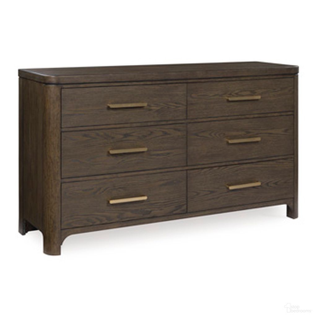 The appearance of Brillynd Dresser In Burnished Brown designed by Signature Design by Ashley in the modern / contemporary interior design. This burnished brown piece of furniture  was selected by 1StopBedrooms from Brillynd Collection to add a touch of cosiness and style into your home. Sku: NCB843-31. Material: Wood.