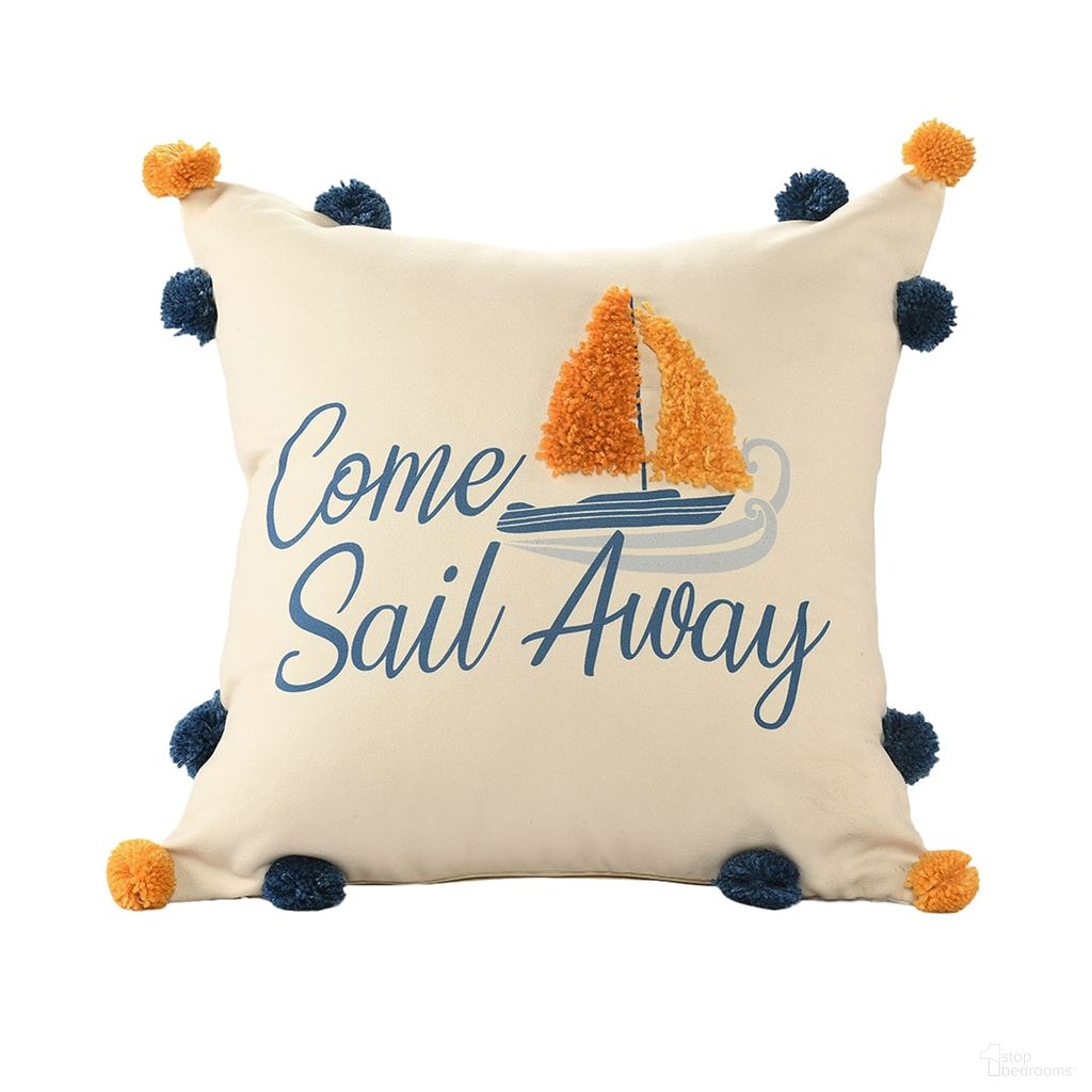 Brine "Come Sail Away" Throw Pillow In Navy and Orange